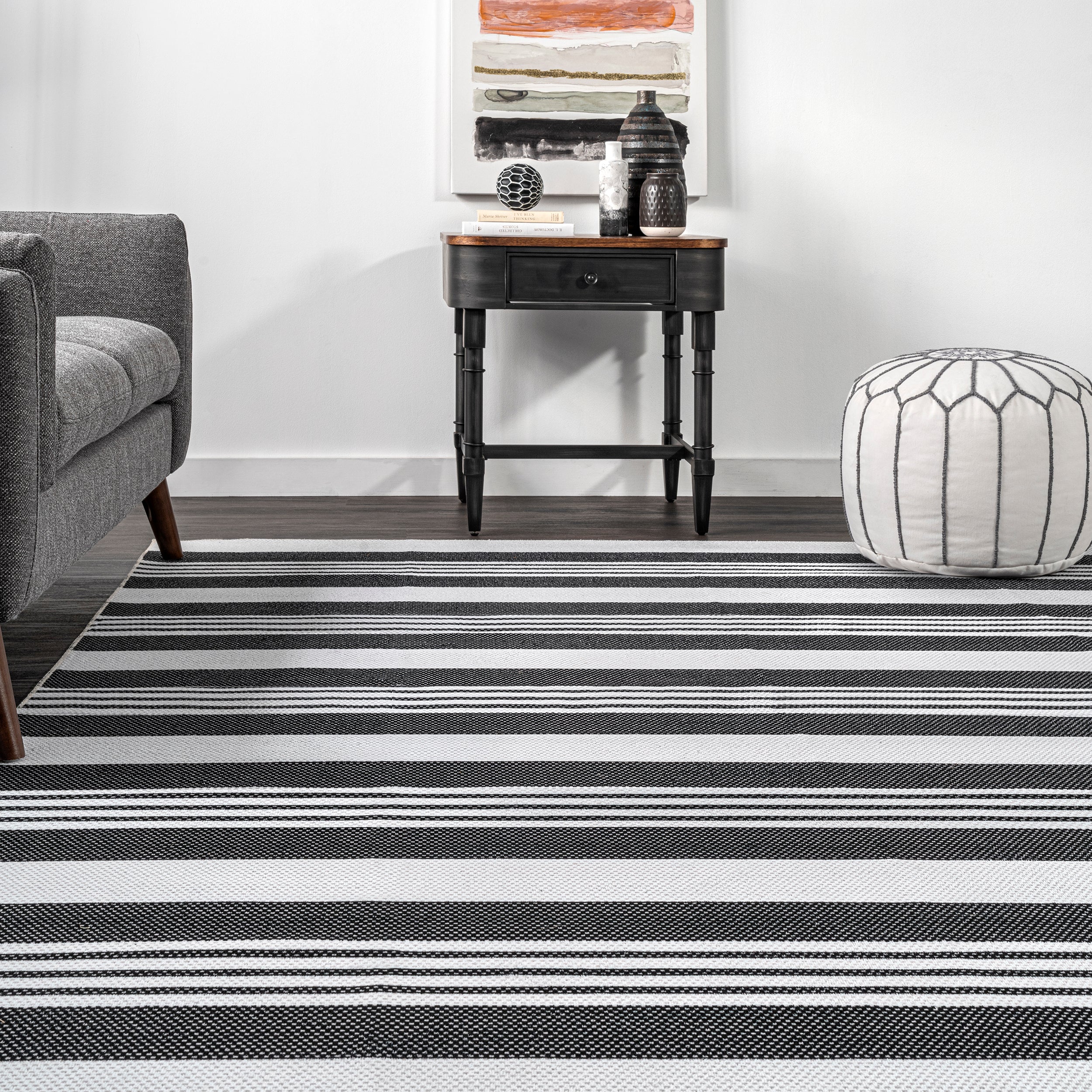 Lena Machine Washable Striped Area Rug - Image 8