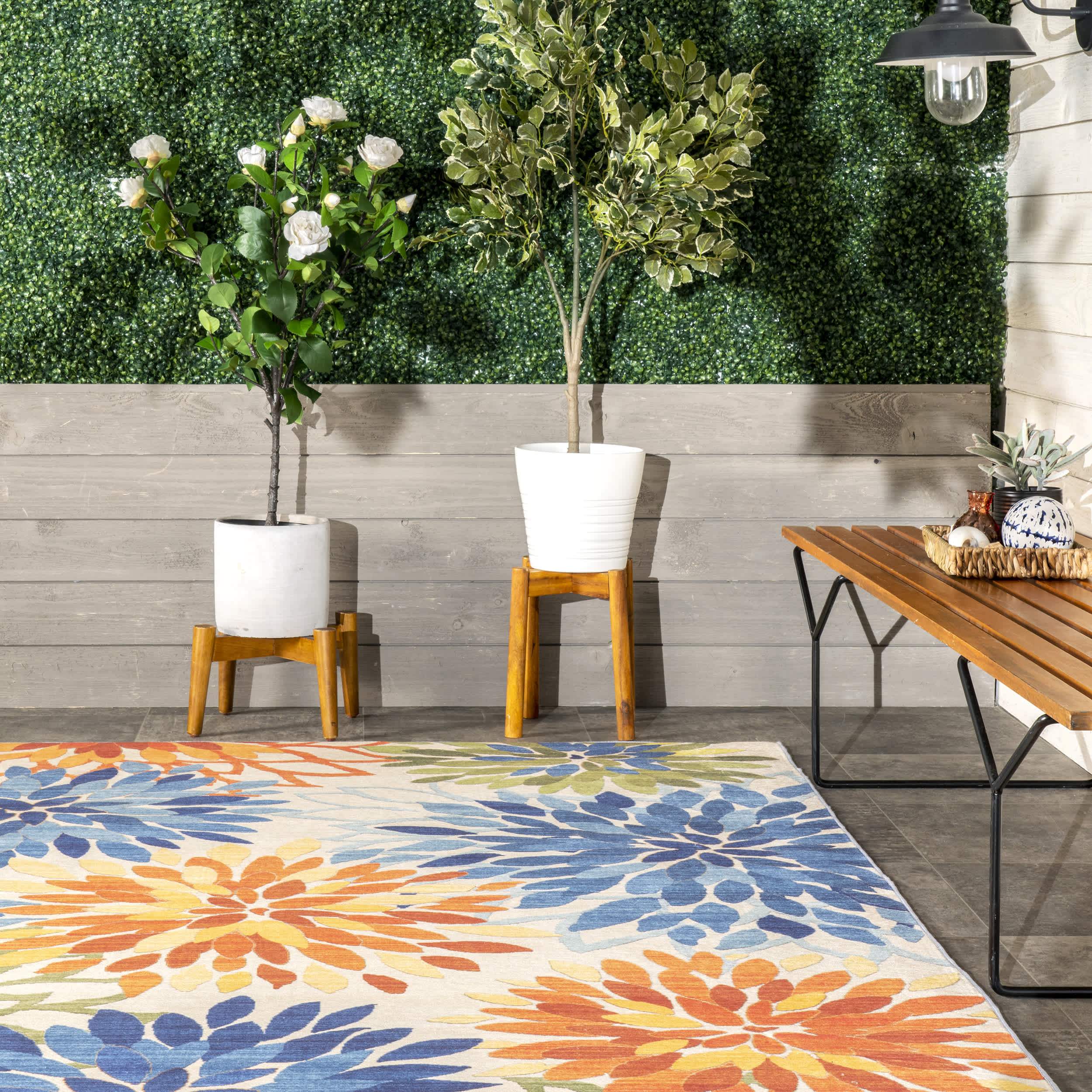 Rosana Floral Machine Washable Indoor/Outdoor Area Rug - Image 8