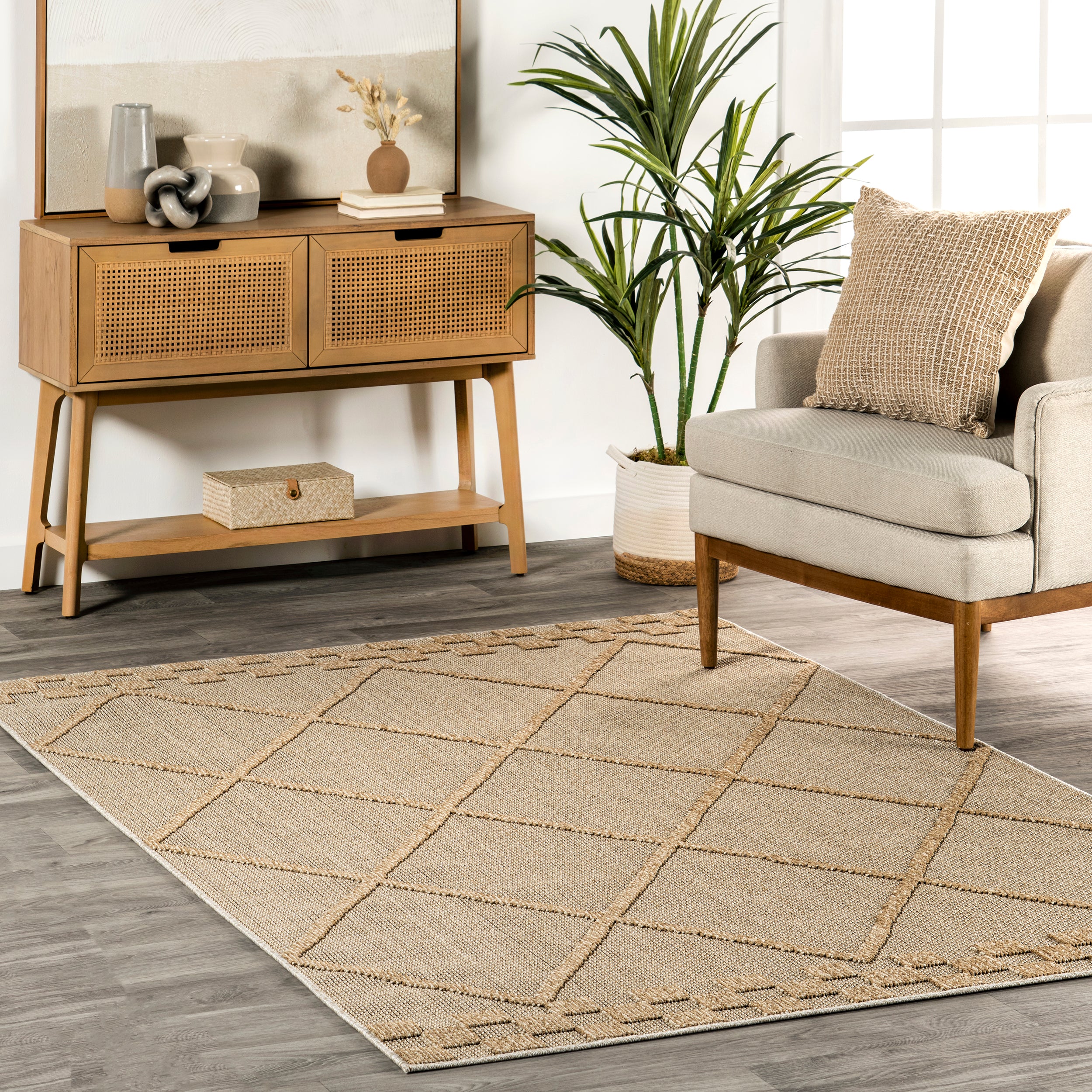 Rhode Raised Lattice Indoor/Outdoor Area Rug - Image 2