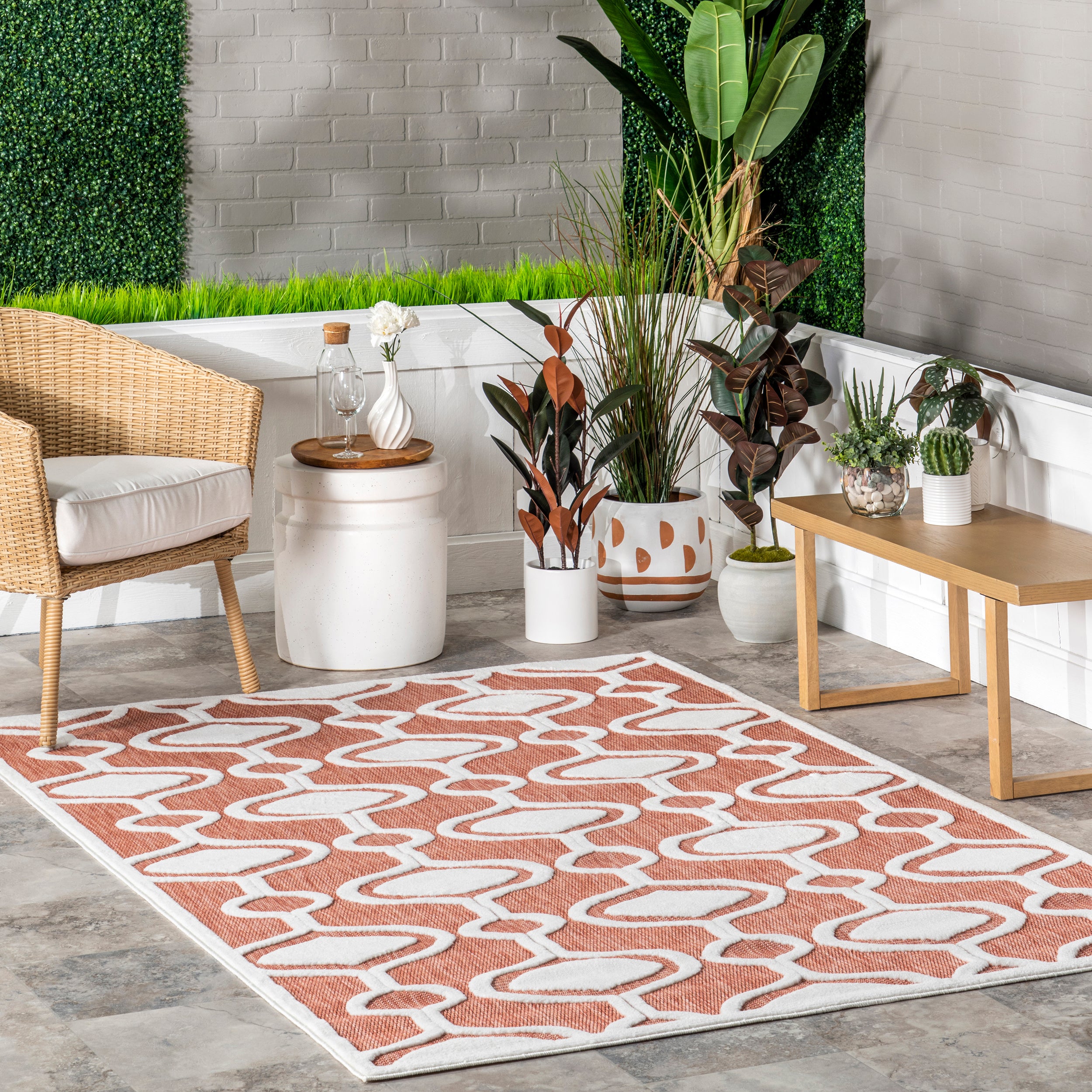Lila Geometric Striped Indoor/Outdoor Area Rug - Image 2