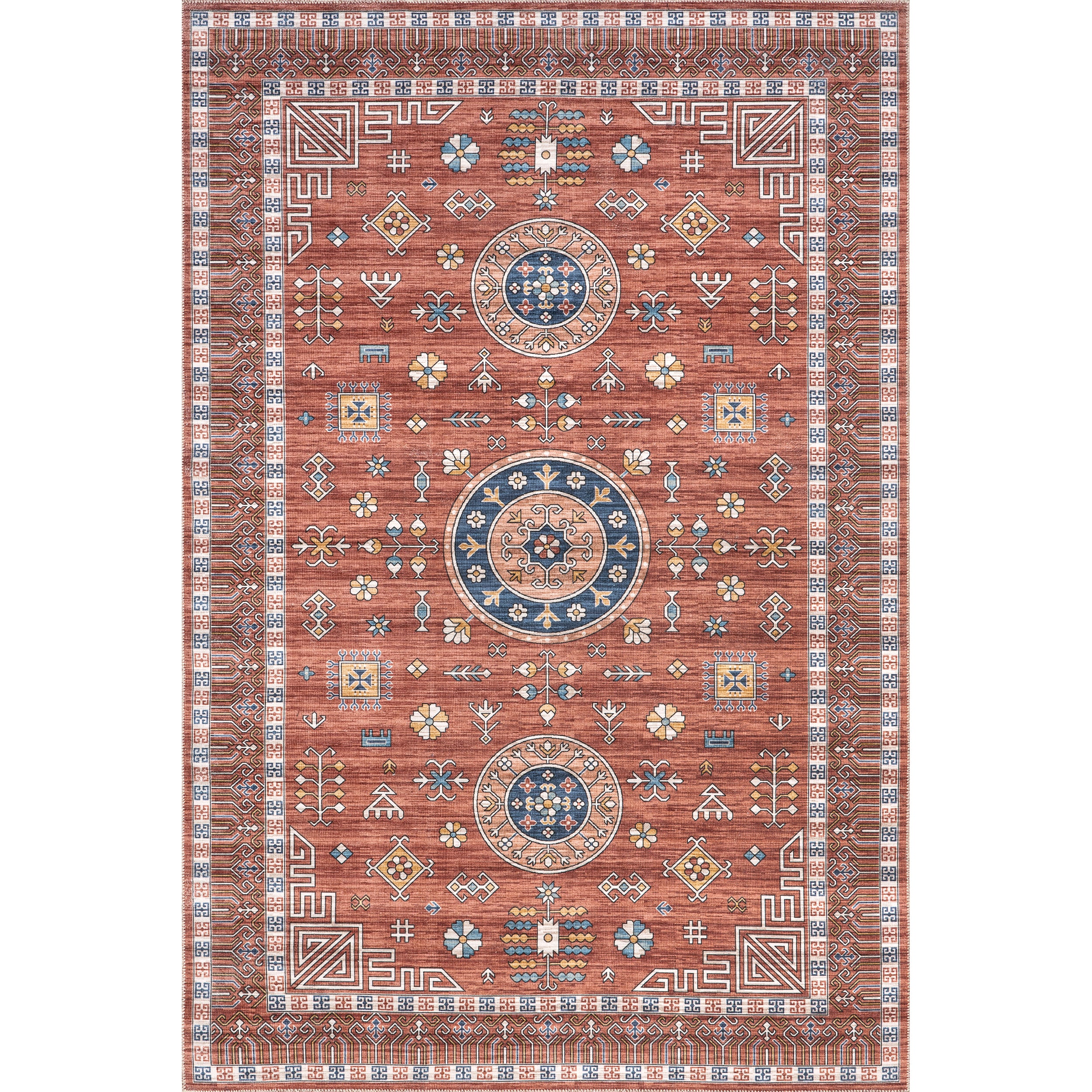 Tama Circle Medallion Machine Washable Area Rug - Image 11