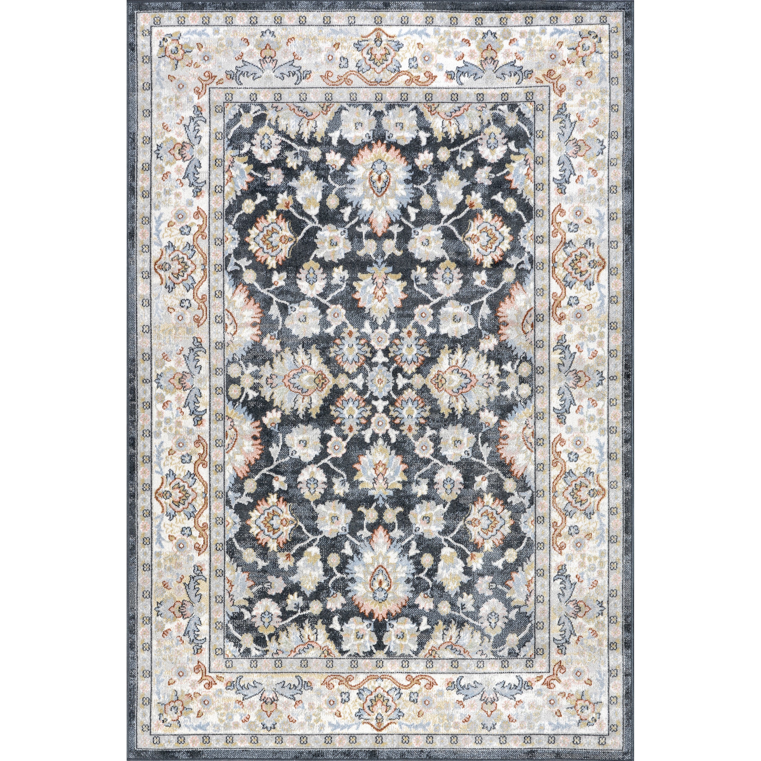 Breigh Medallion Bordered Machine Washable Area Rug