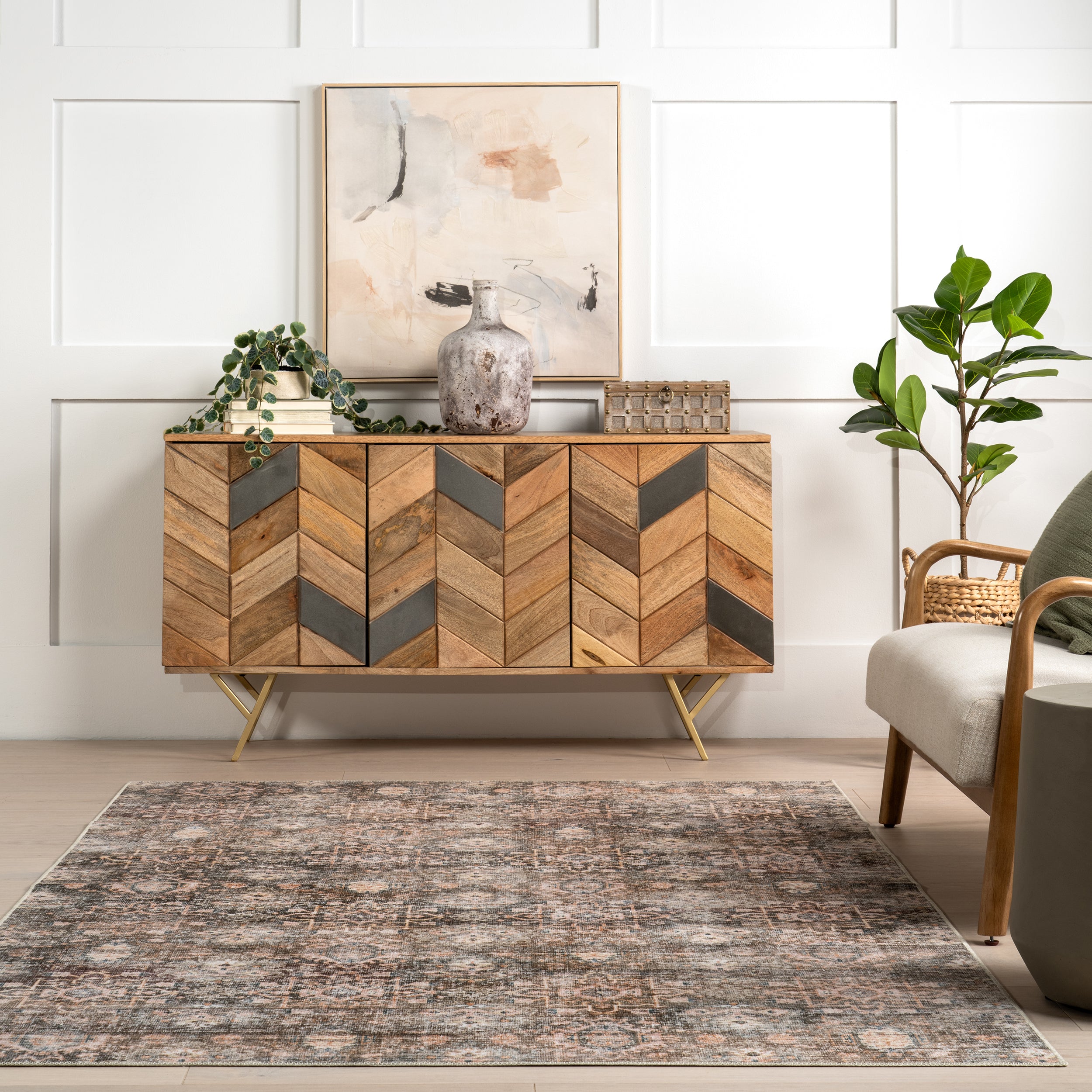 Keziah Vintage Medallion Stain-Resistant Machine Washable Area Rug - Image 8