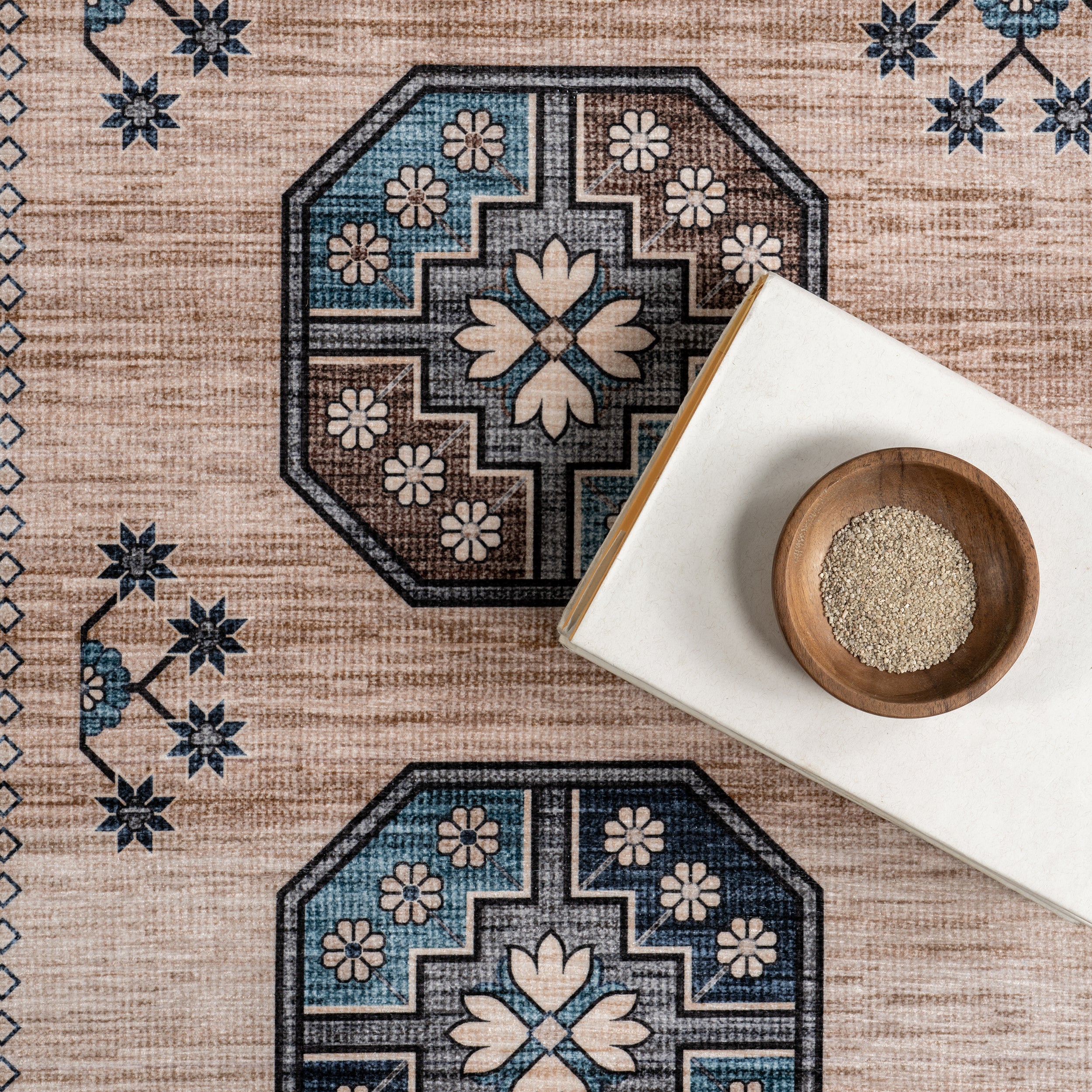 Idra Multi Medallion Stain-Resistant Machine Washable Area Rug - Image 6