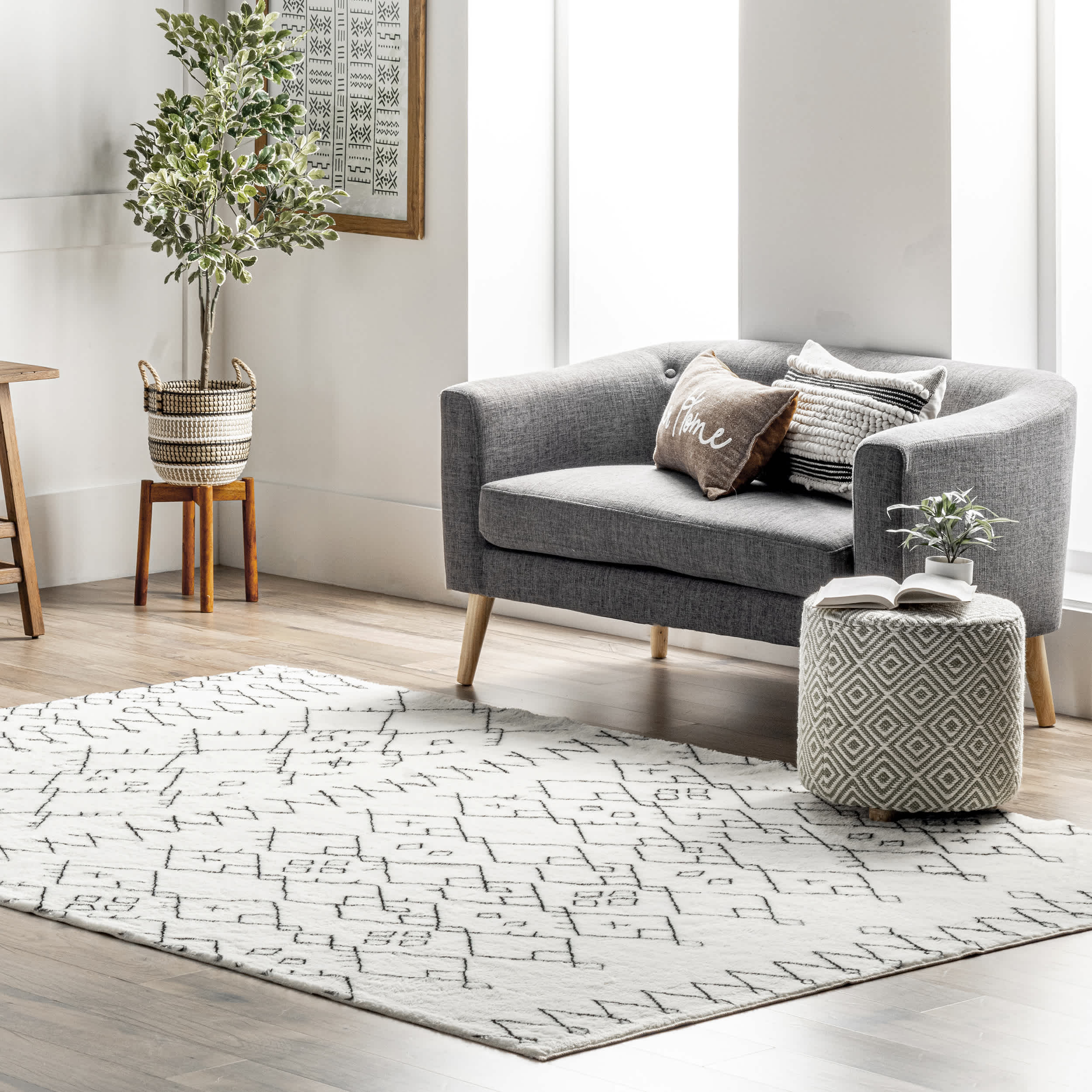 Tribal Striped Washable Shag Area Rug - Image 2