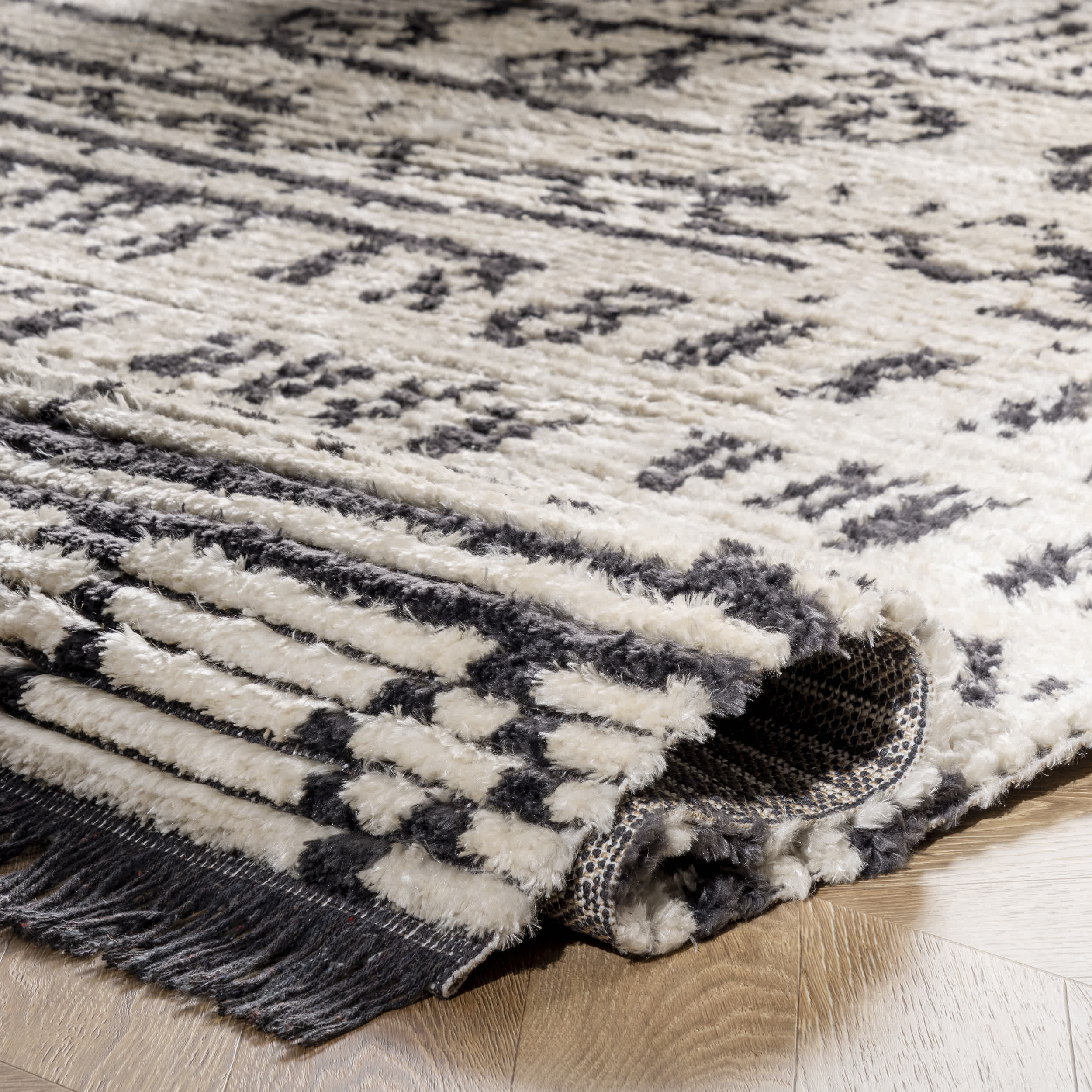 Tessa Tribal Soft Shag Fringe Area Rug - Image 4