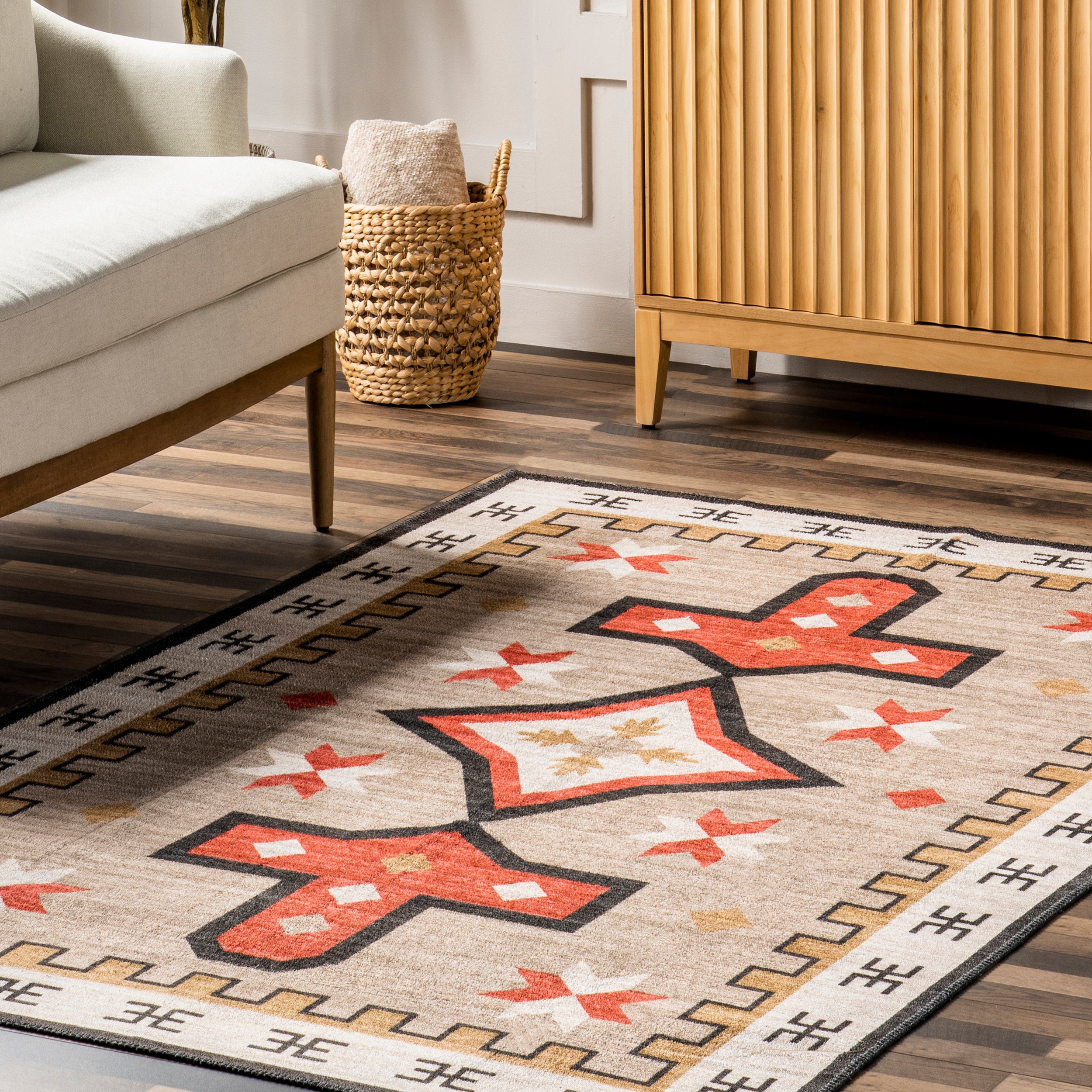 Remy Bold Geometric Machine Washable Area Rug - Image 9