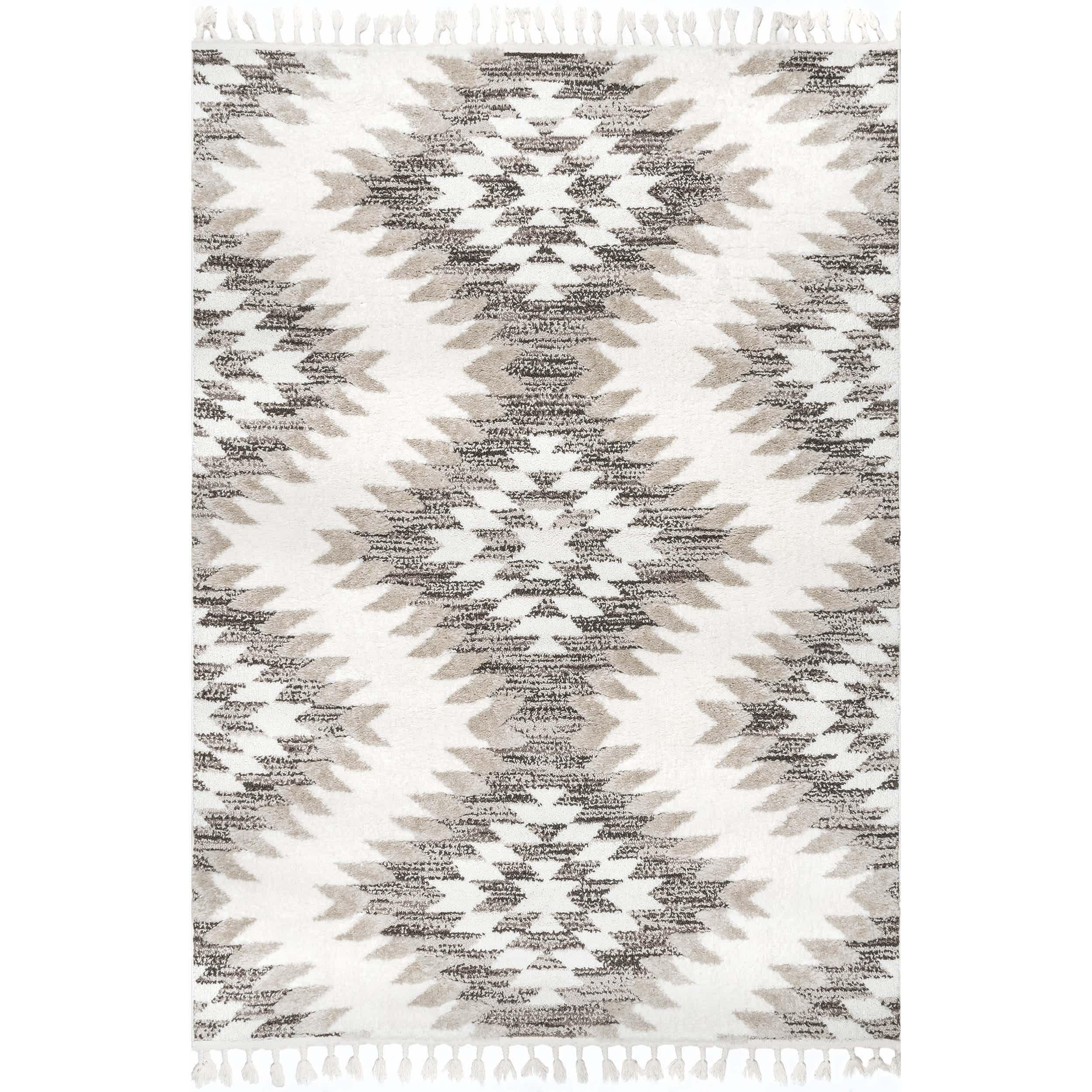 Adelade Aztec High Low Shaggy Tassel Area Rug
