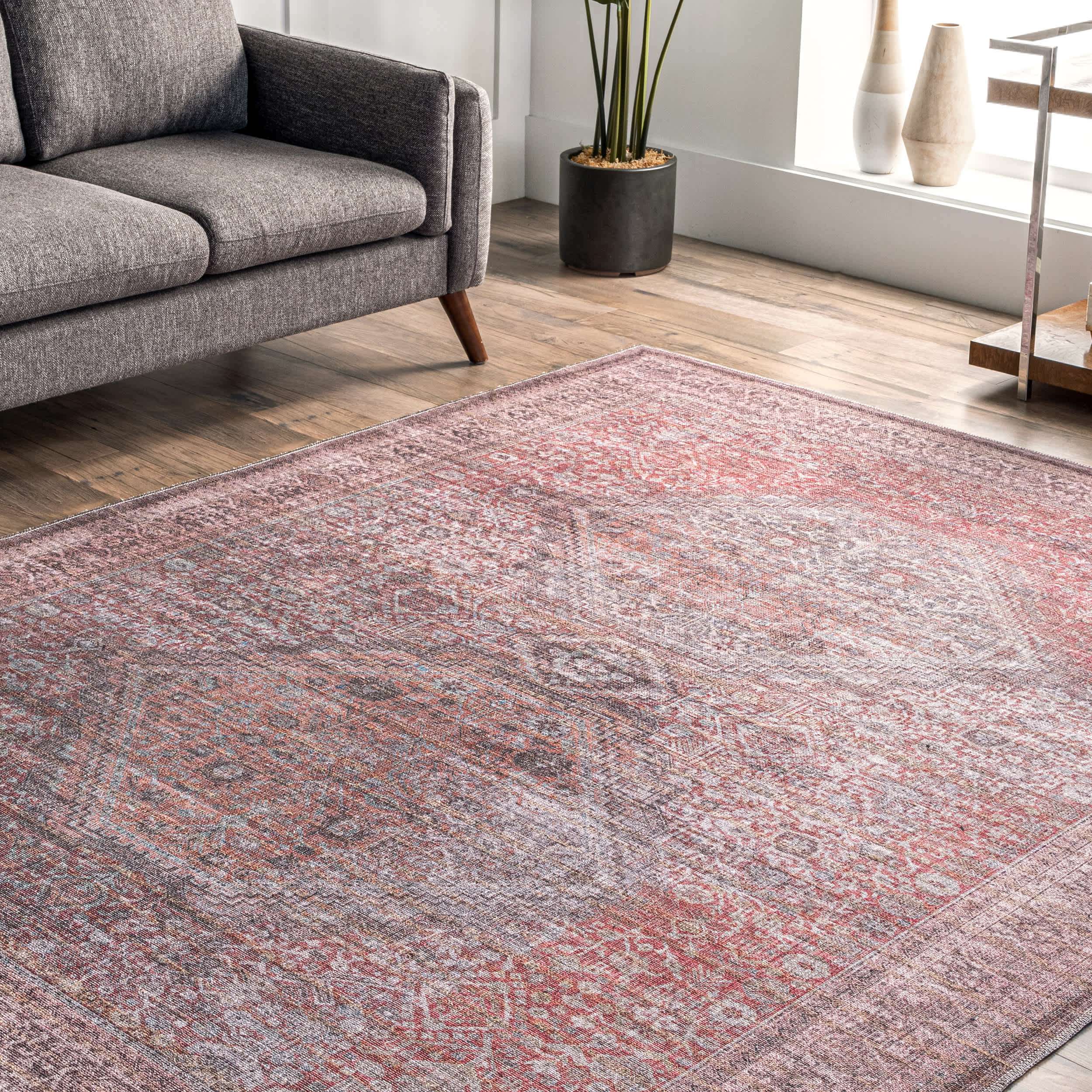 Justine Machine Washable Faded Geometric Medallion Area Rug - Image 9