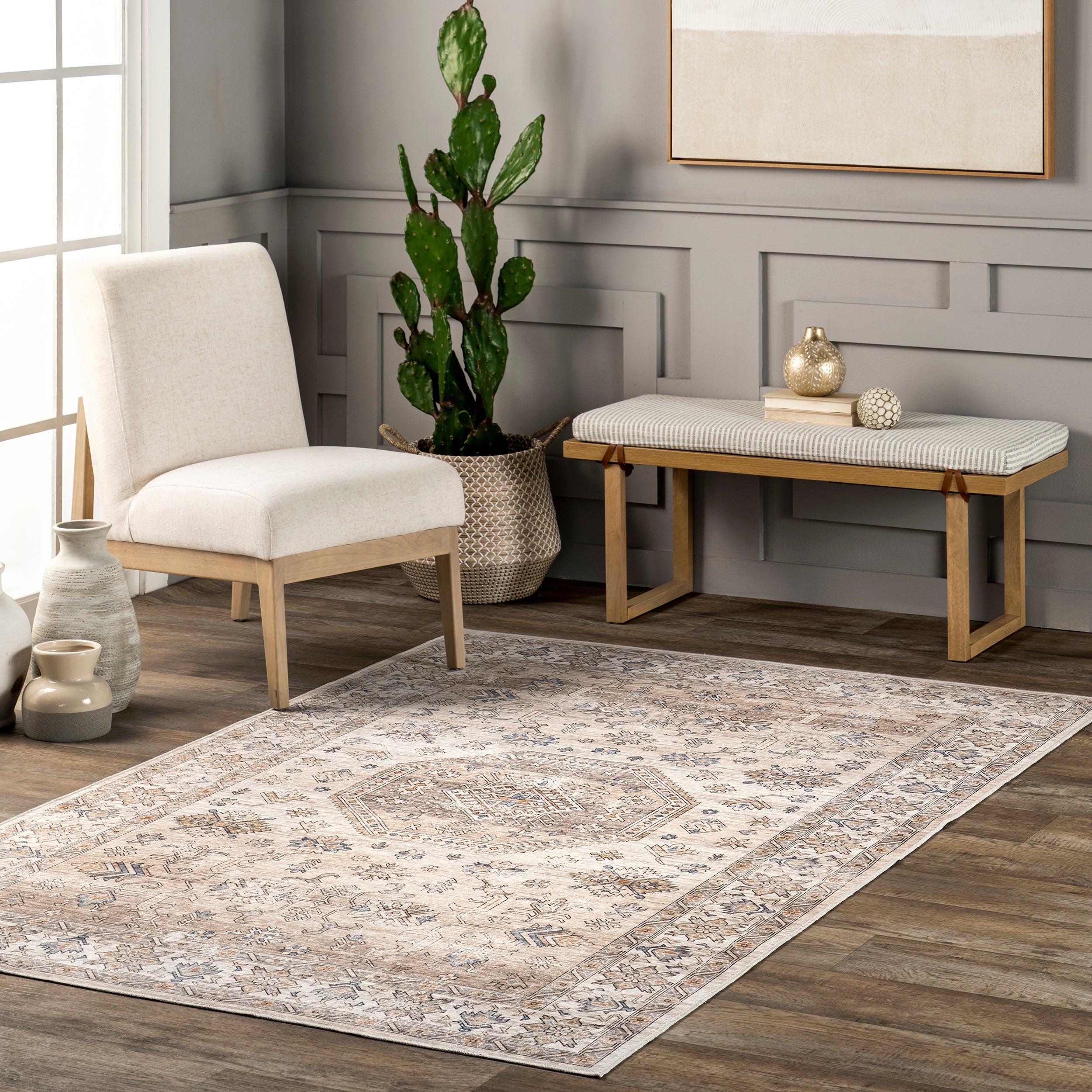 Darby Persian Stain Repellent Machine Washable Area Rug - Image 2
