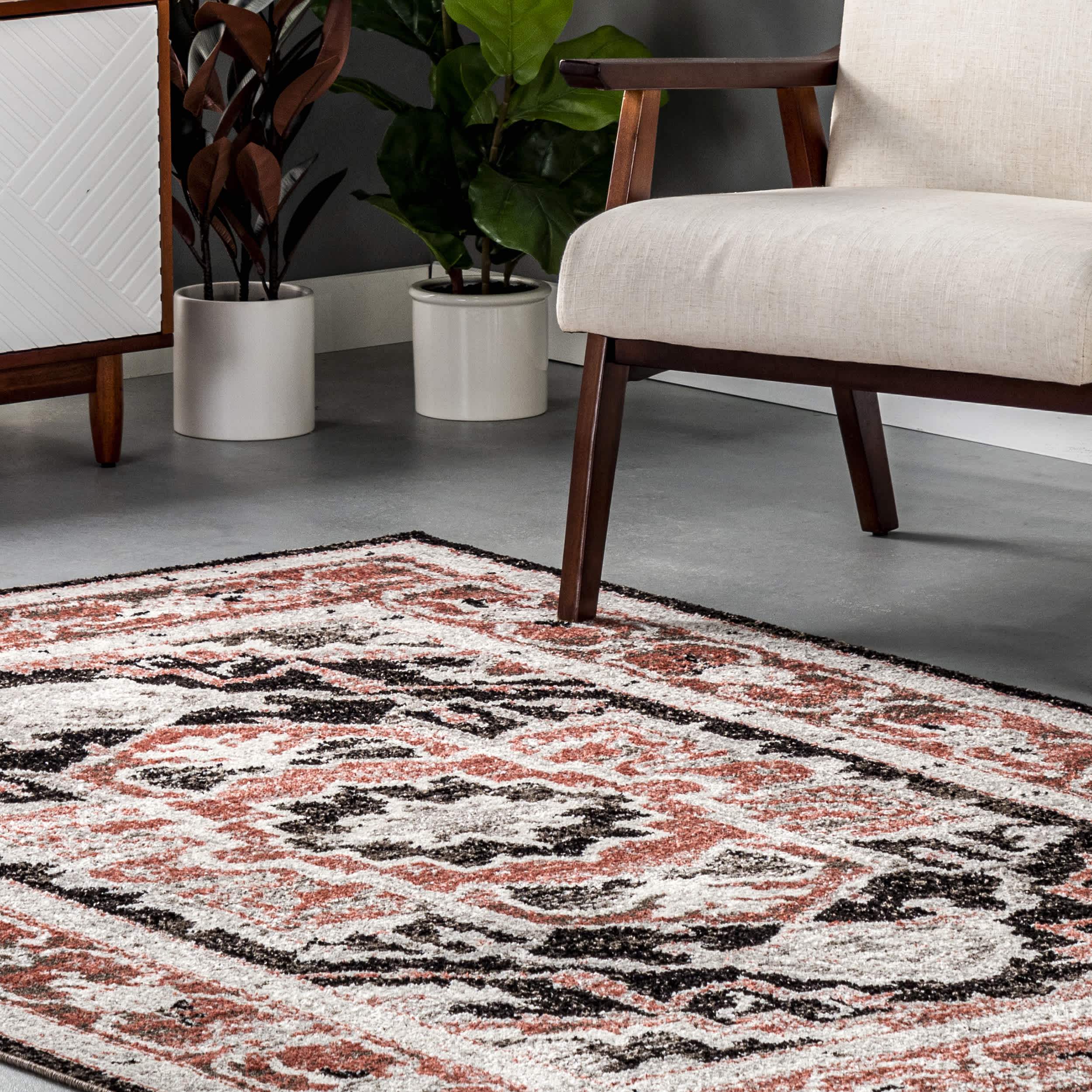 Deanna Distressed Traditional Medallion Cotton Blend Area Rug - Image 9