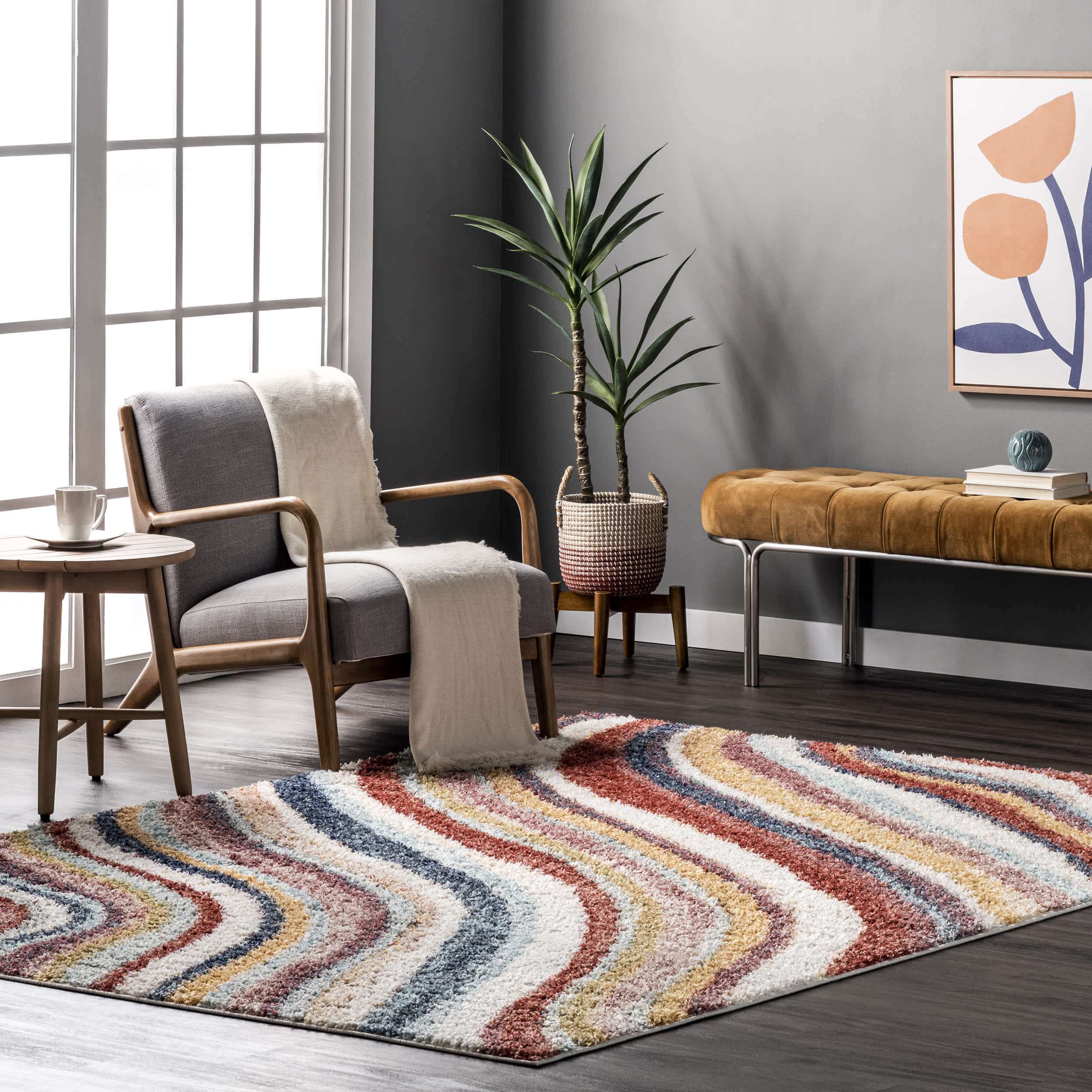 Cynthia Cozy Shaggy Wavy Stripes Area Rug - Image 2