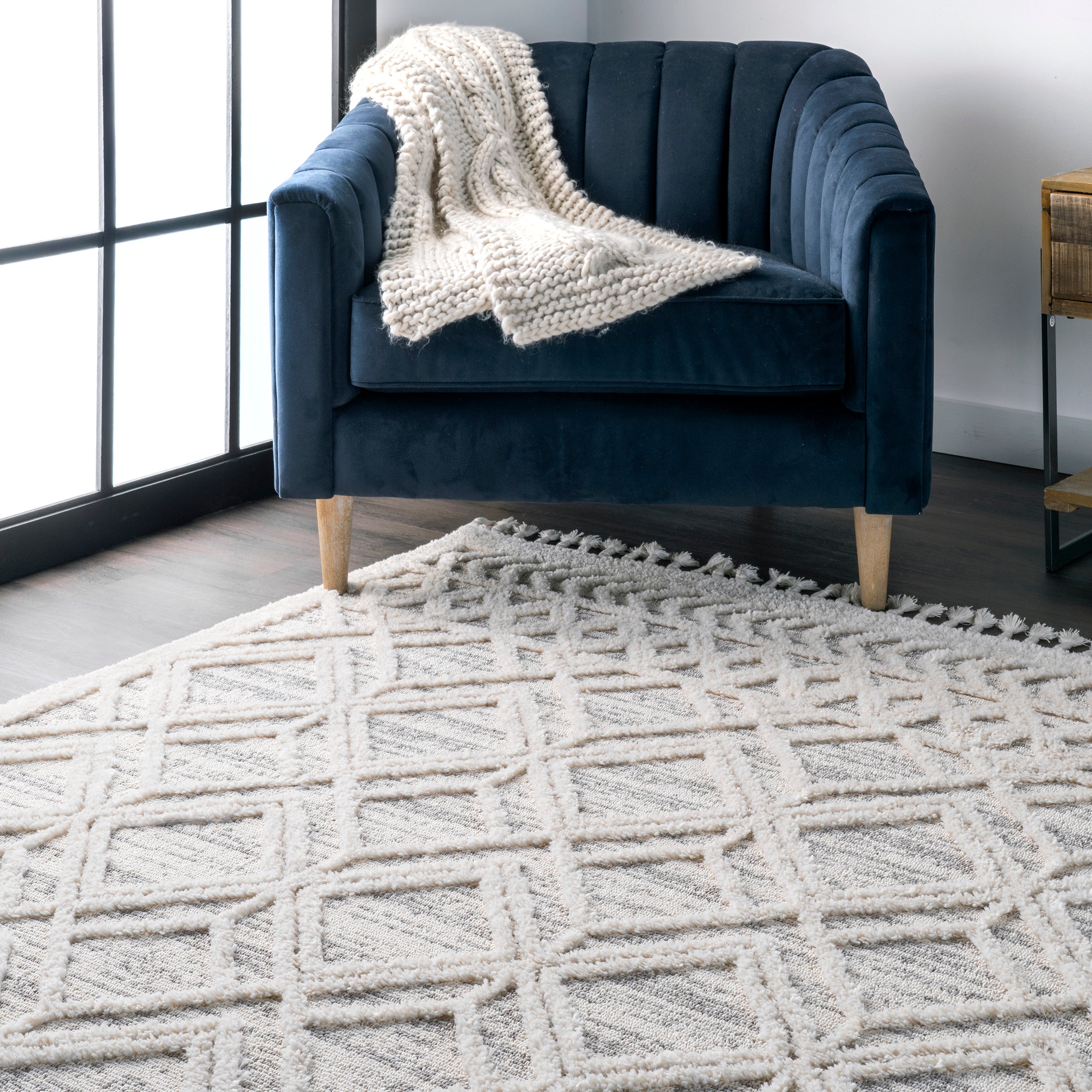 Ansley Moroccan Lattice Tassel Area Rug - Image 19