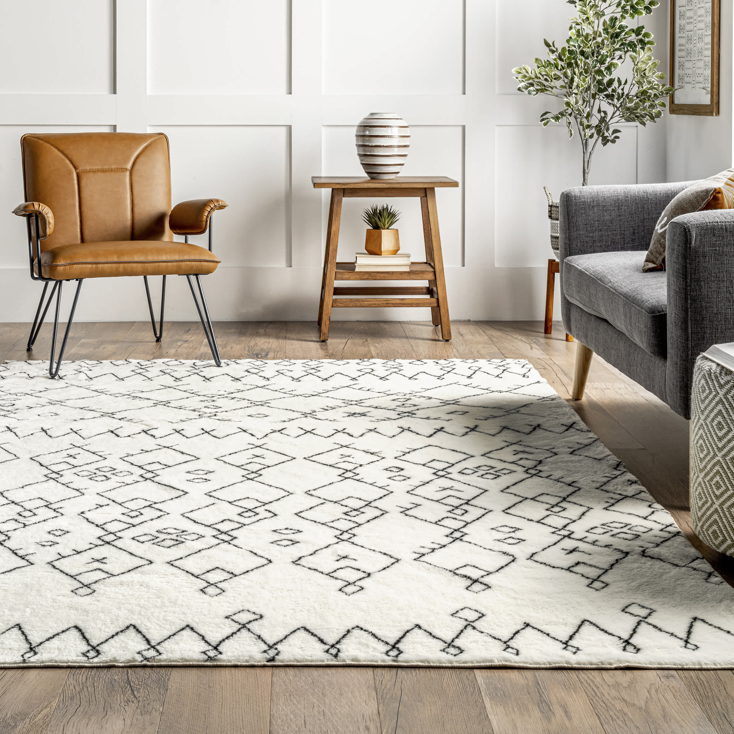 Tribal Striped Washable Shag Area Rug - Image 8