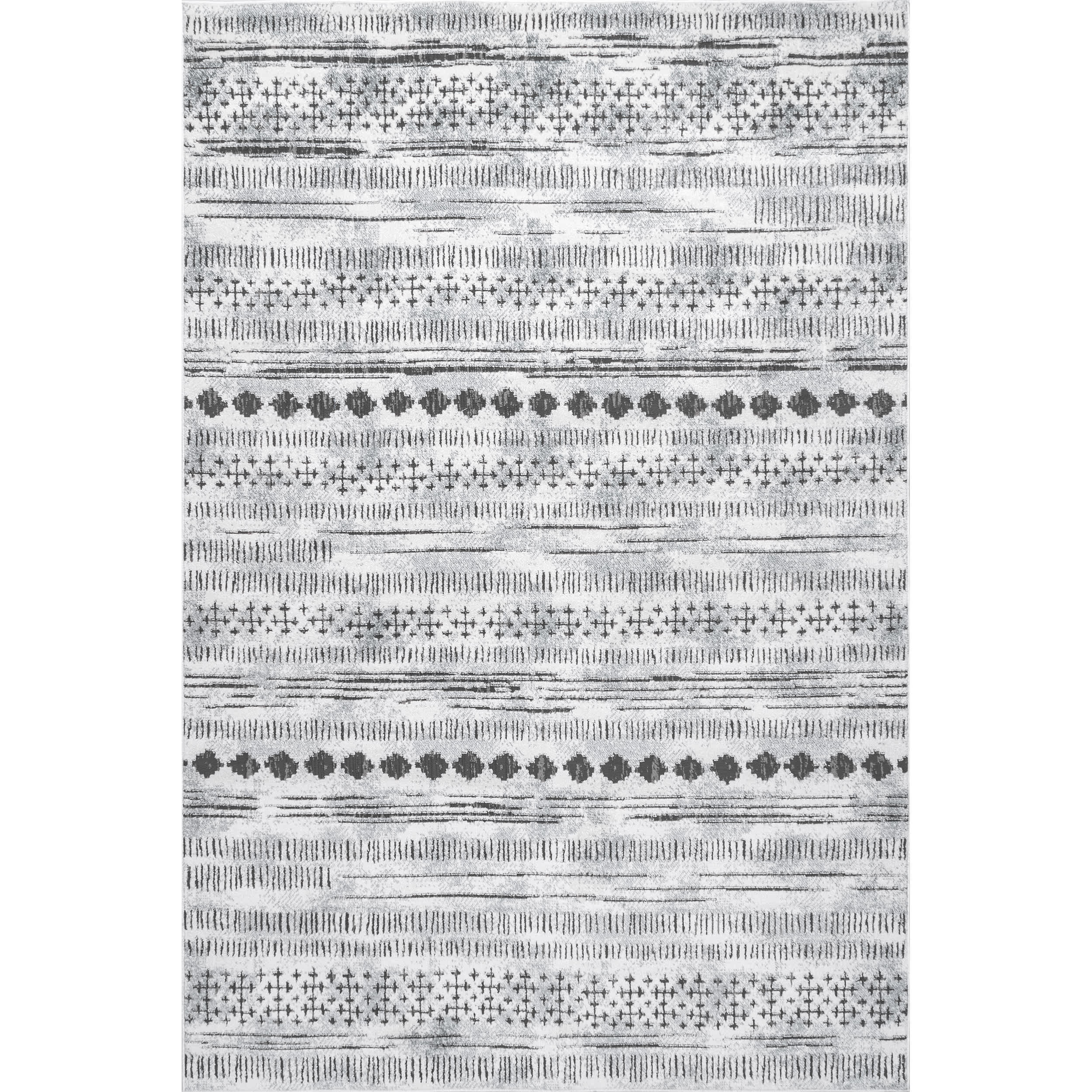 Aida Tribal Banded Bohemian Area Rug