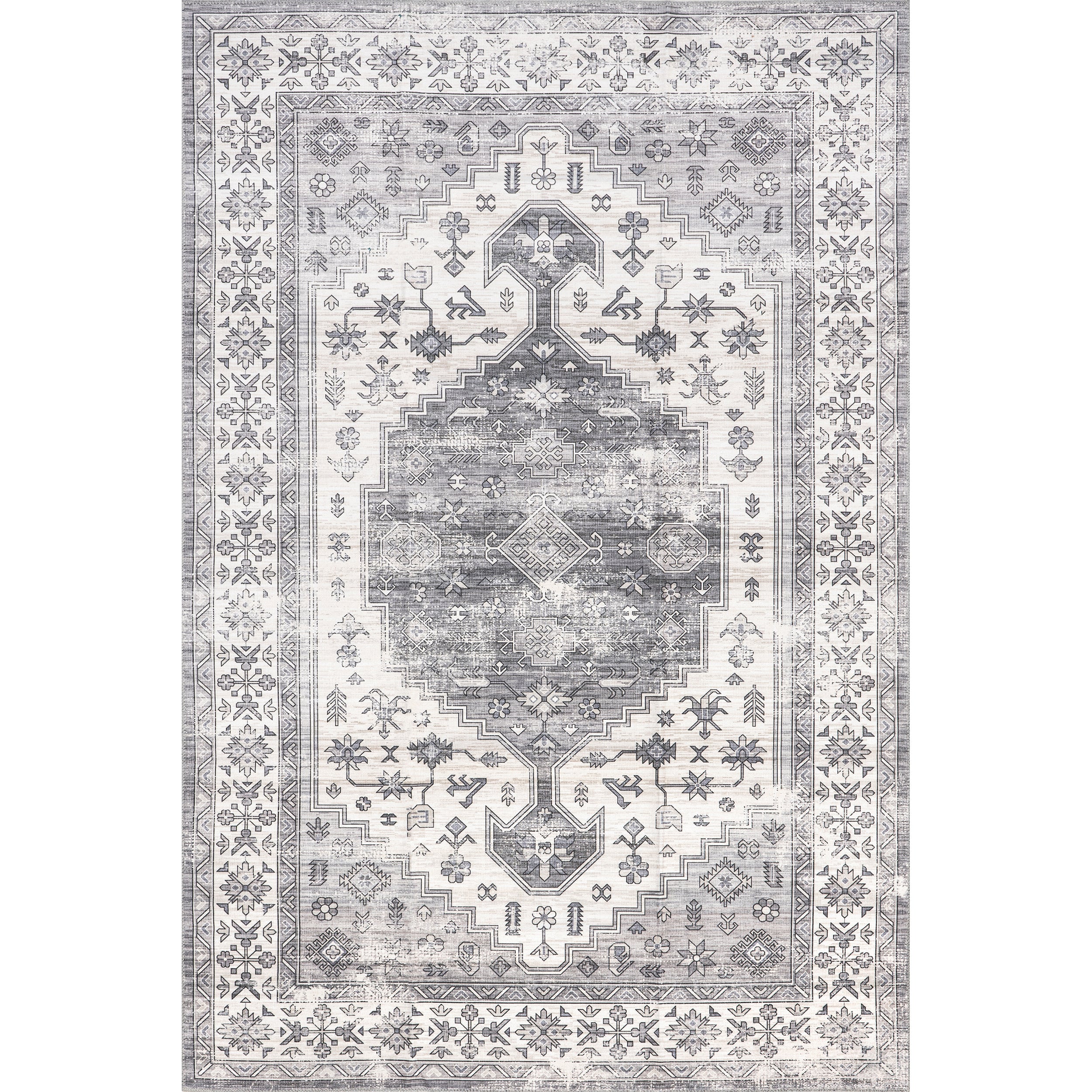 Medallion Bordered Machine Washable Area Rug - Image 14