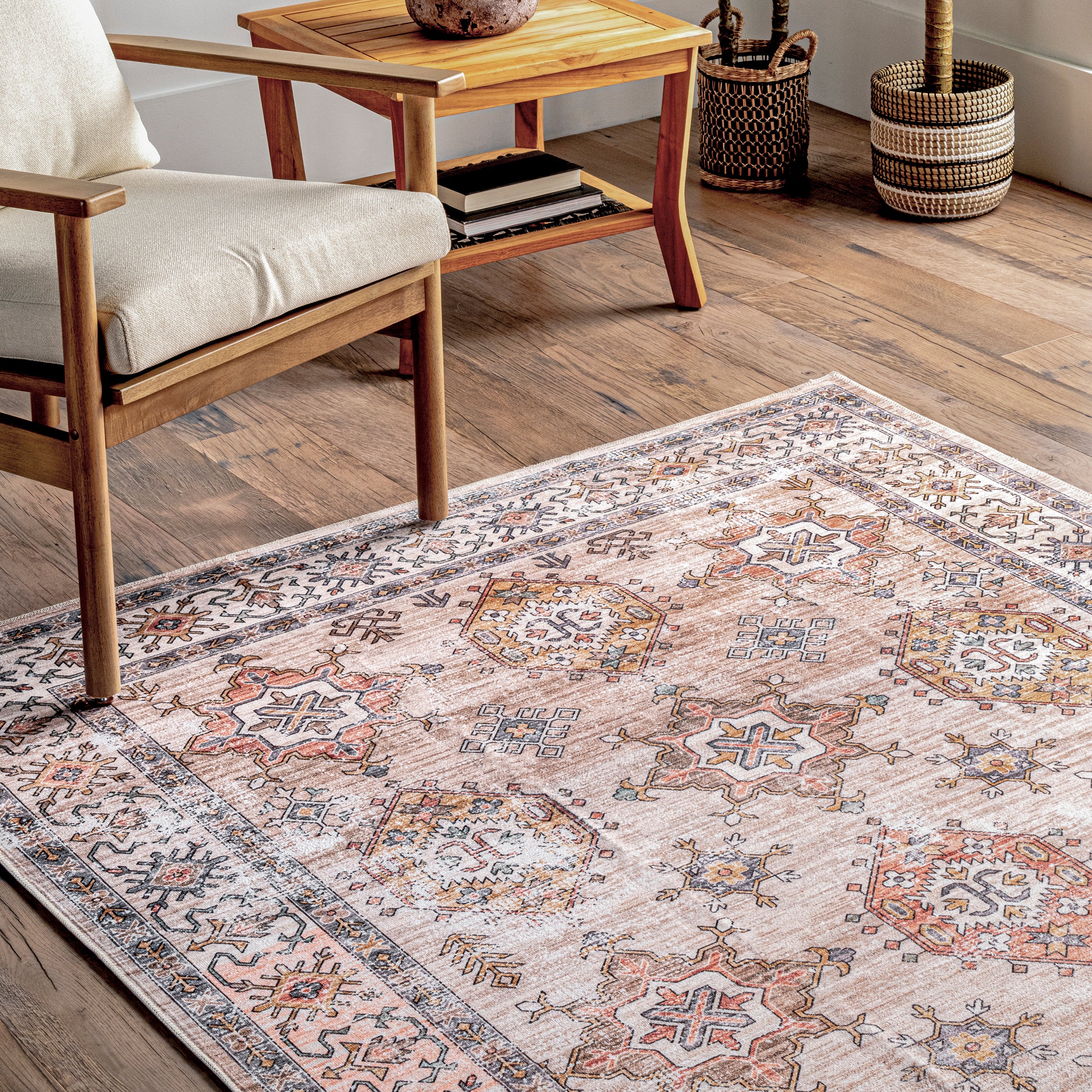 Finley Machine Washable Vintage Distressed Area Rug - Image 30