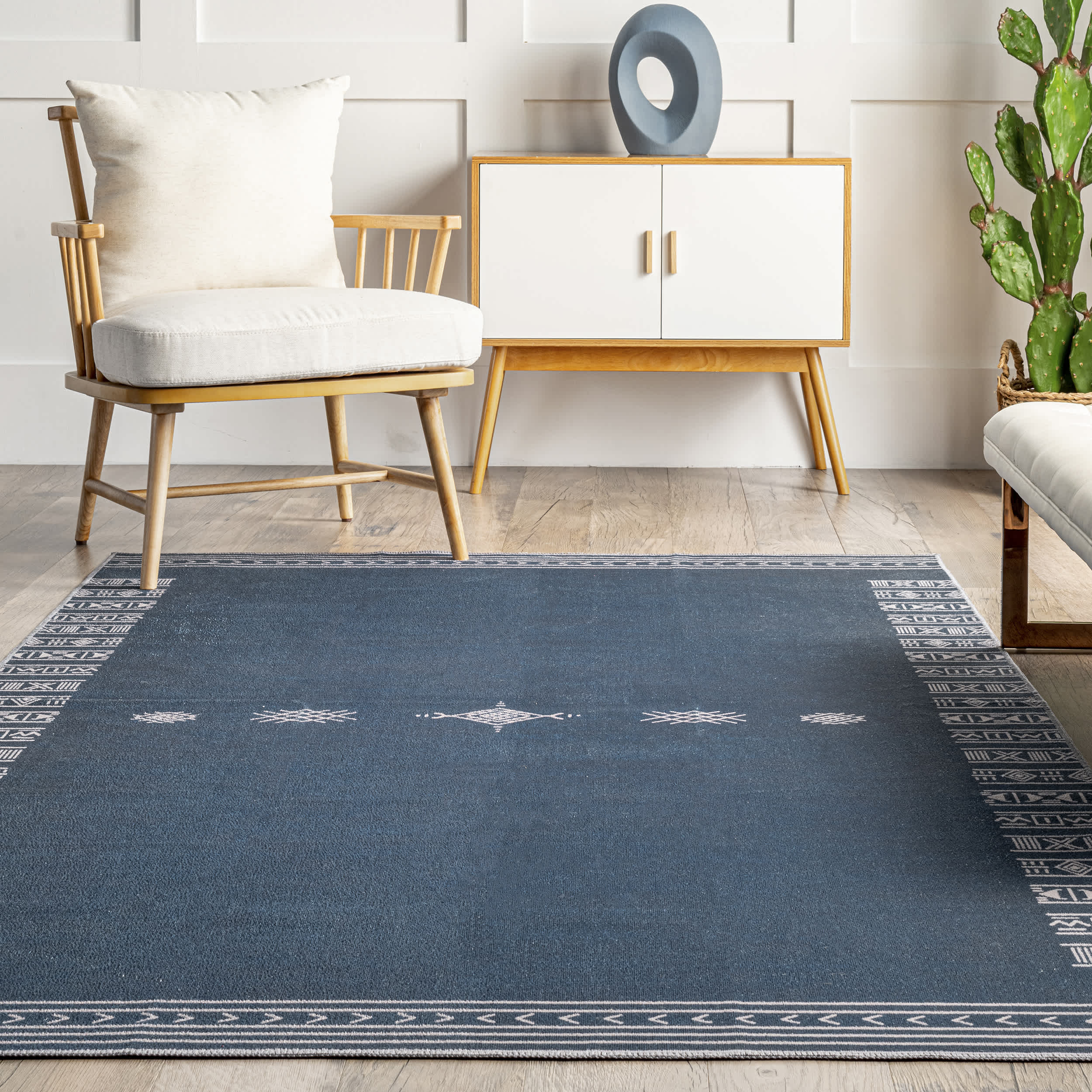 Arina Machine Washable Global Inspired Simplistic Tribal Area Rug - Image 8