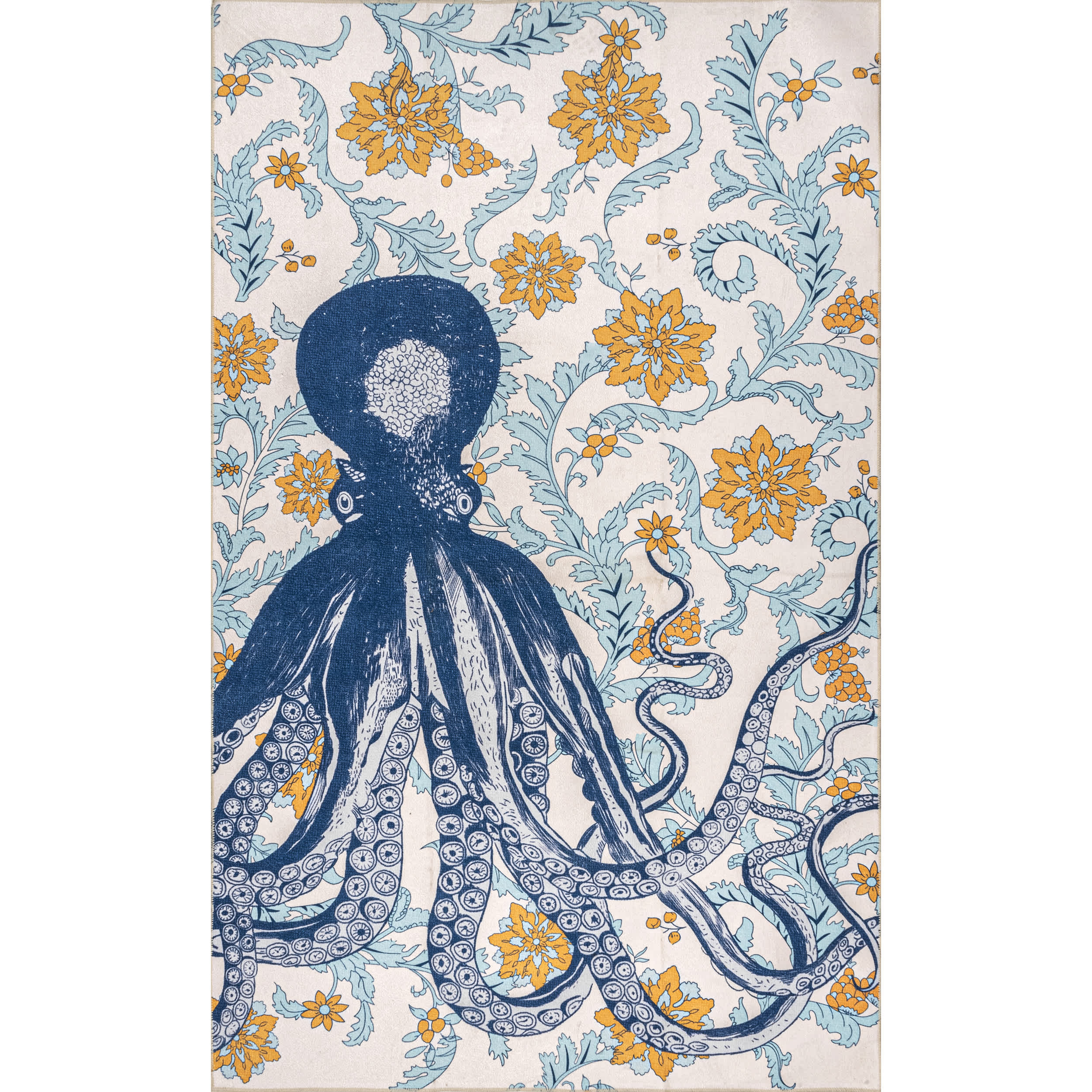 Patricia Machine Washable Octopus Area Rug