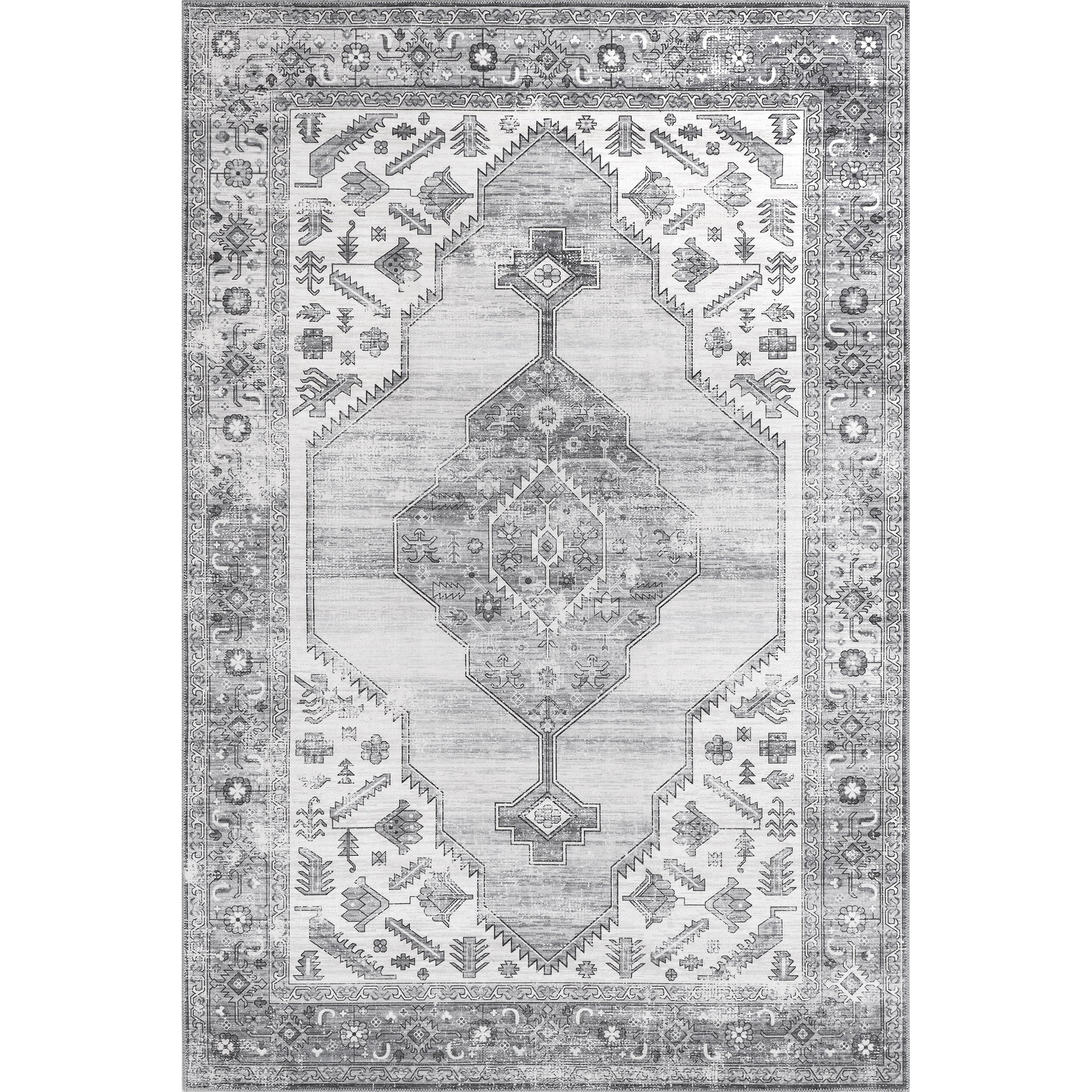 Gracie Distressed Medallion Machine Washable Area Rug - Image 24