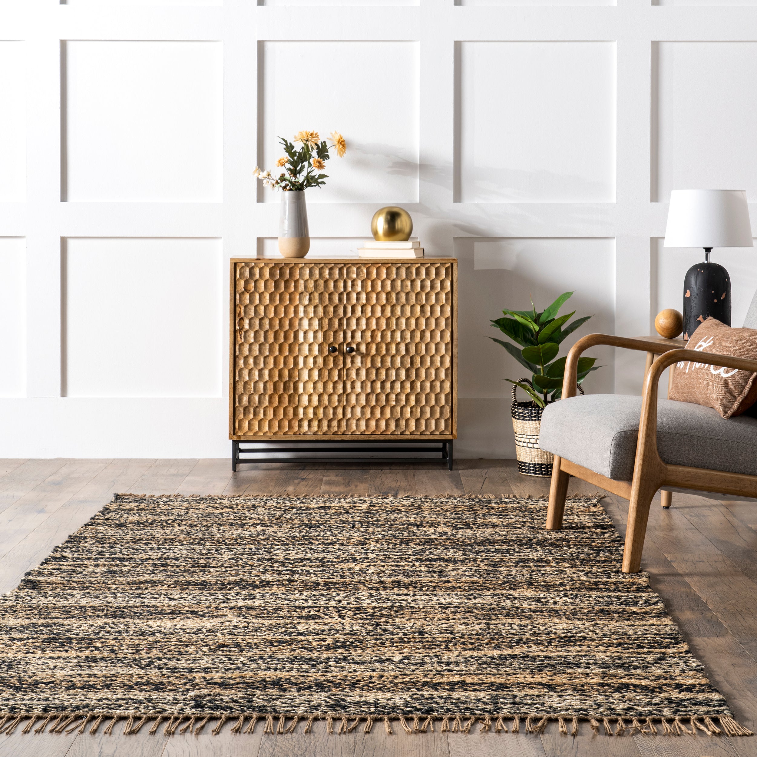 Julane Striped Jute Tassel Area Rug - Image 8