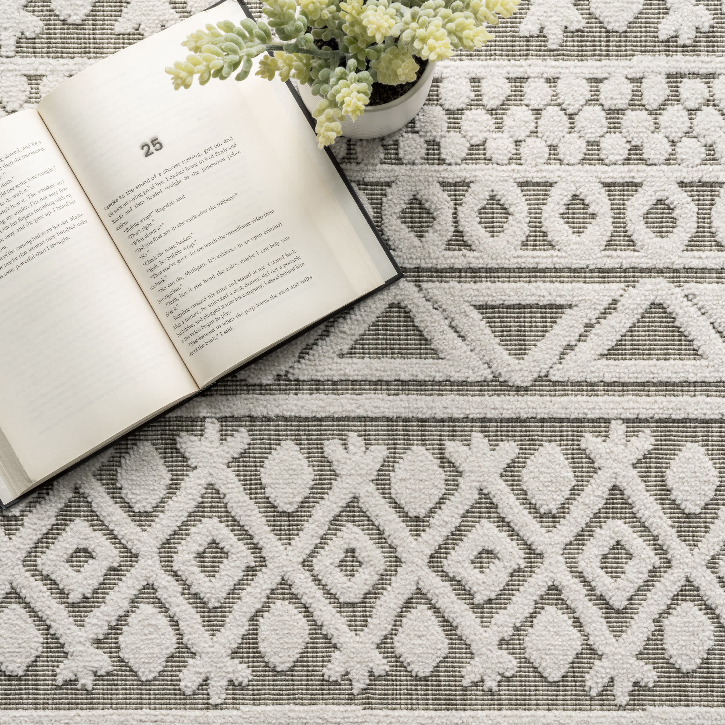 Tina Textured Geometric Banded Area Rug - Image 6