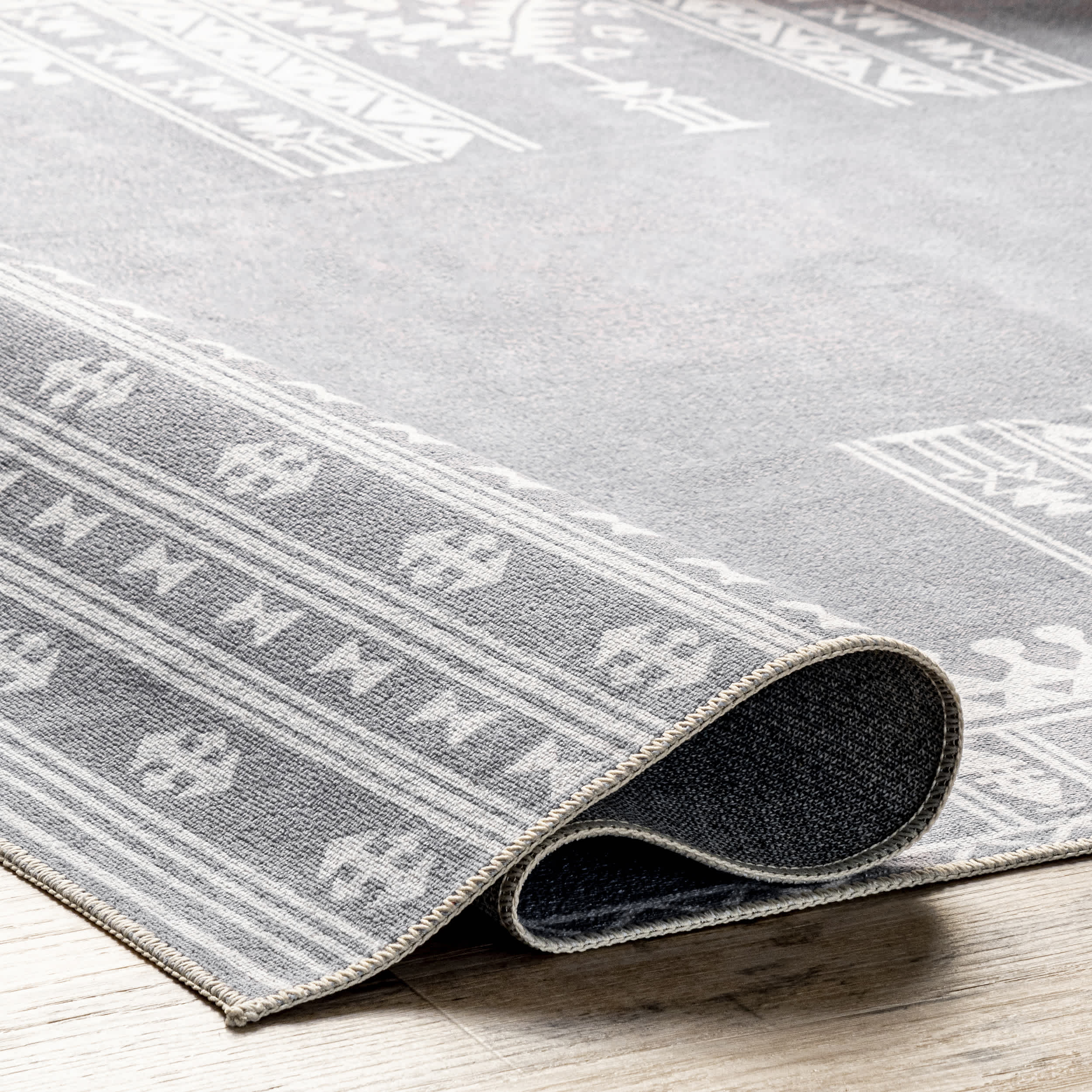 Joelle Machine Washable Tribal Geometirc Border Area Rug - Image 14