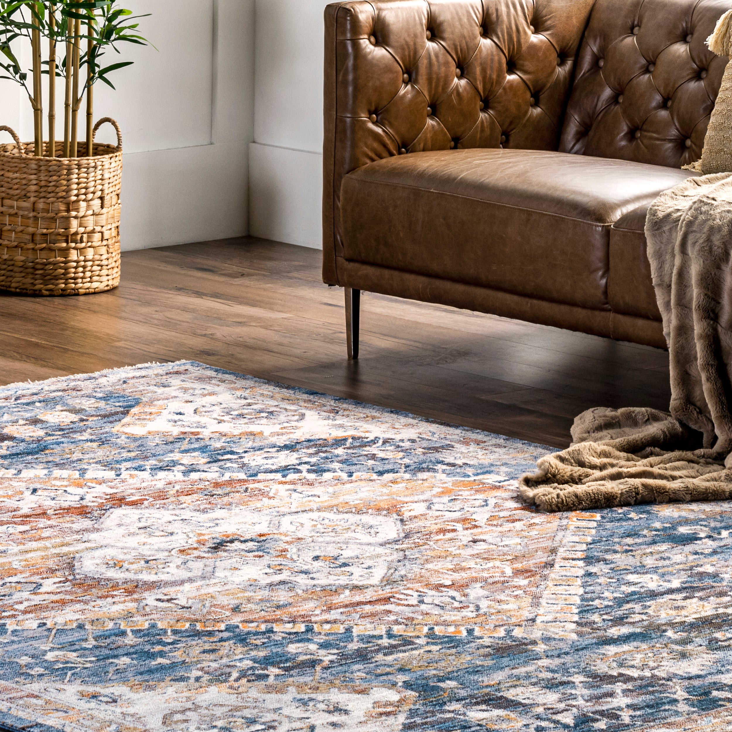 Addison Transitional Faded Medallion Fringe Area Rug - Image 9