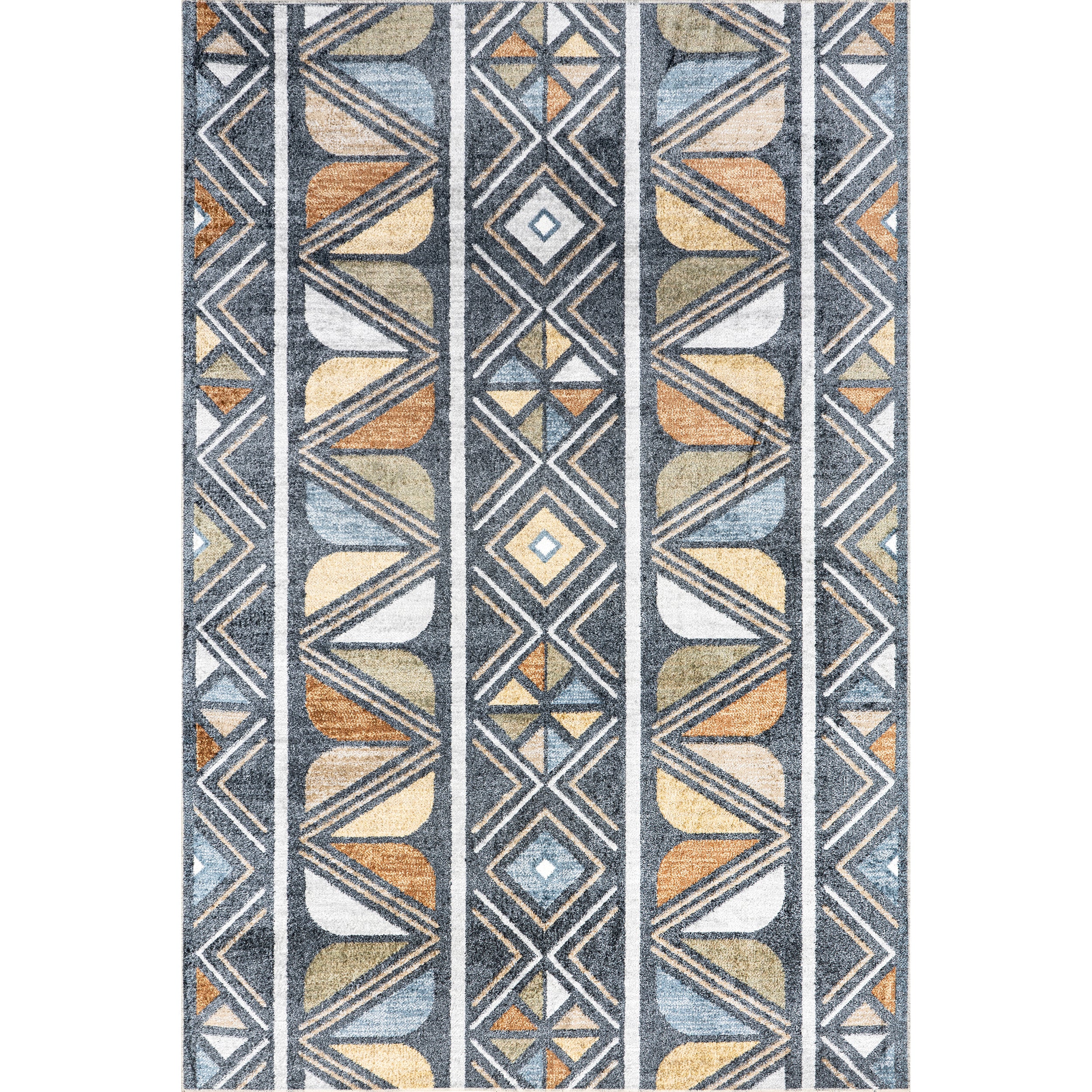 Dolina Tribal Stripes Machine Washable Area Rug