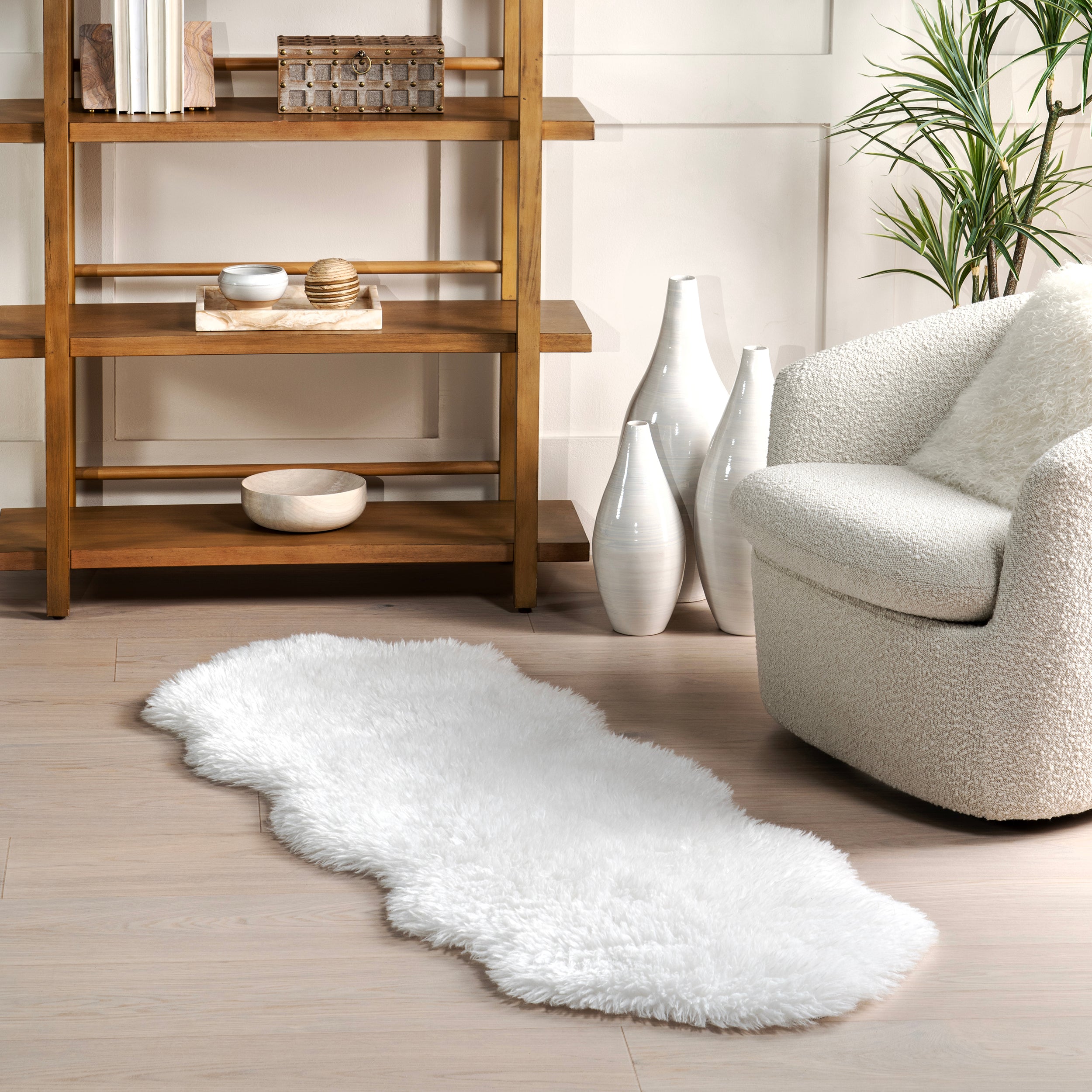 Salome Plush Faux Sheepskin Machine Washable Area Rug - Image 2