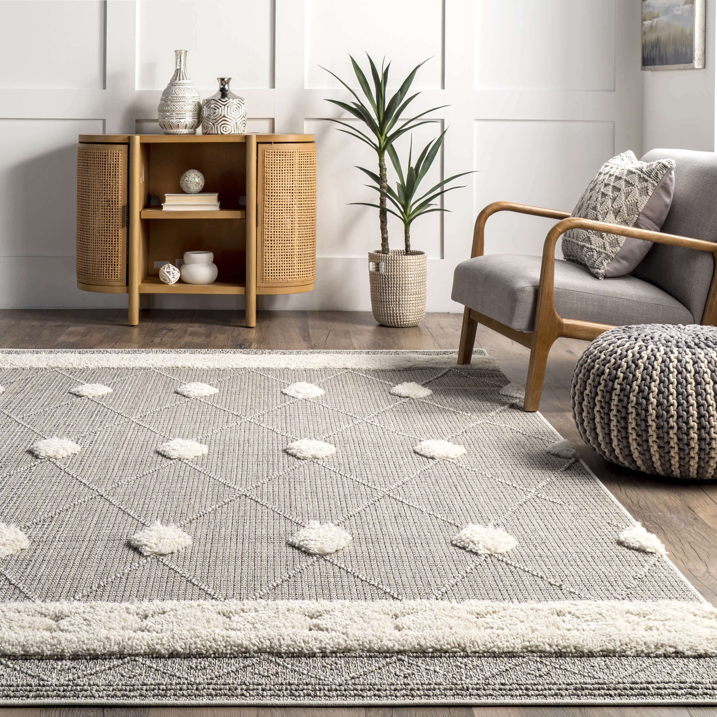 Paola High Low Textured Shaggy Diamond Dotted Area Rug - Image 8