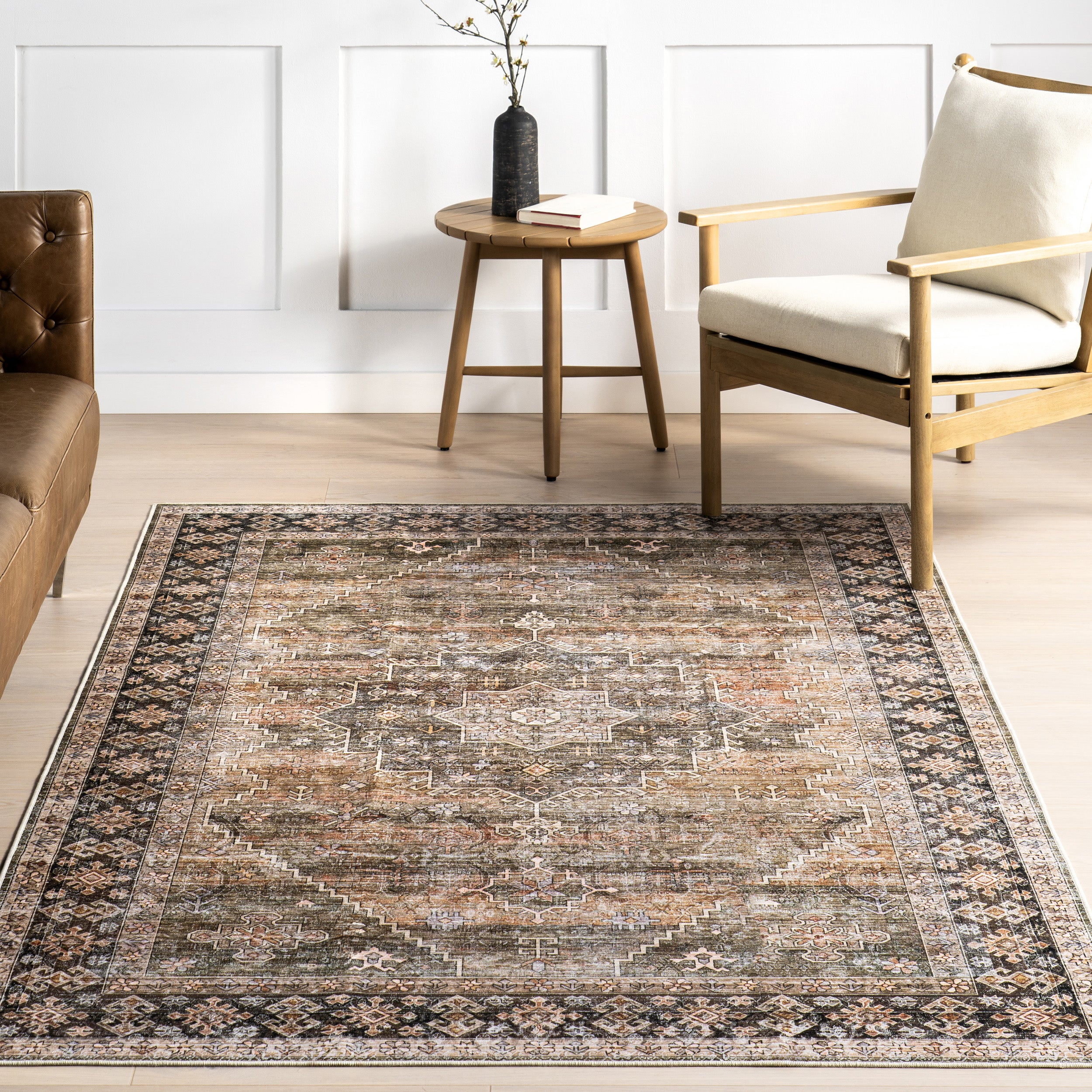 Purdie Medallion Spill Proof Machine Washable Area Rug - Image 9