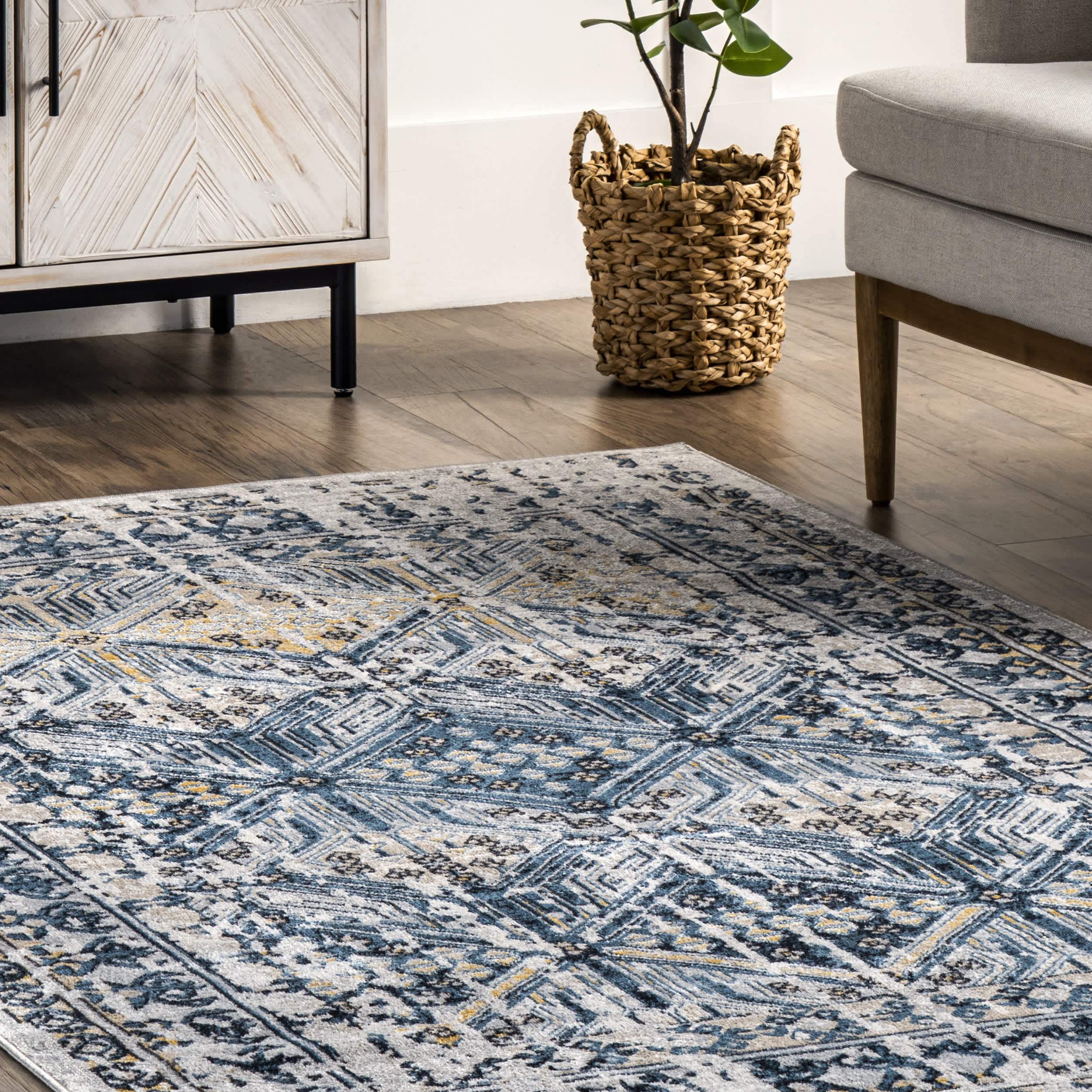 Sidney Machine Washable Vintage Diamond Area Rug - Image 9