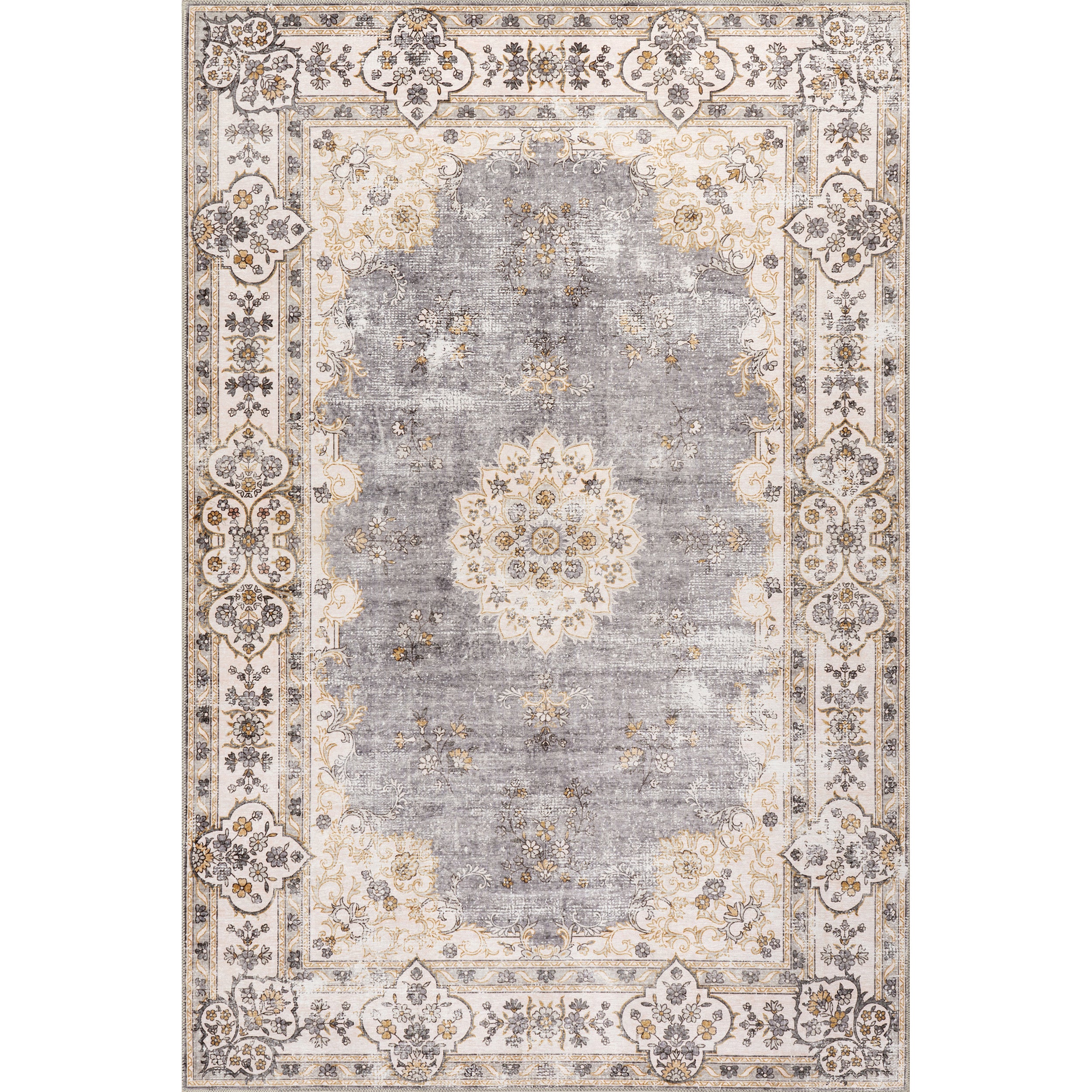 Teja SplashGuard Persian Medallion Machine Washable Area Rug - Image 10