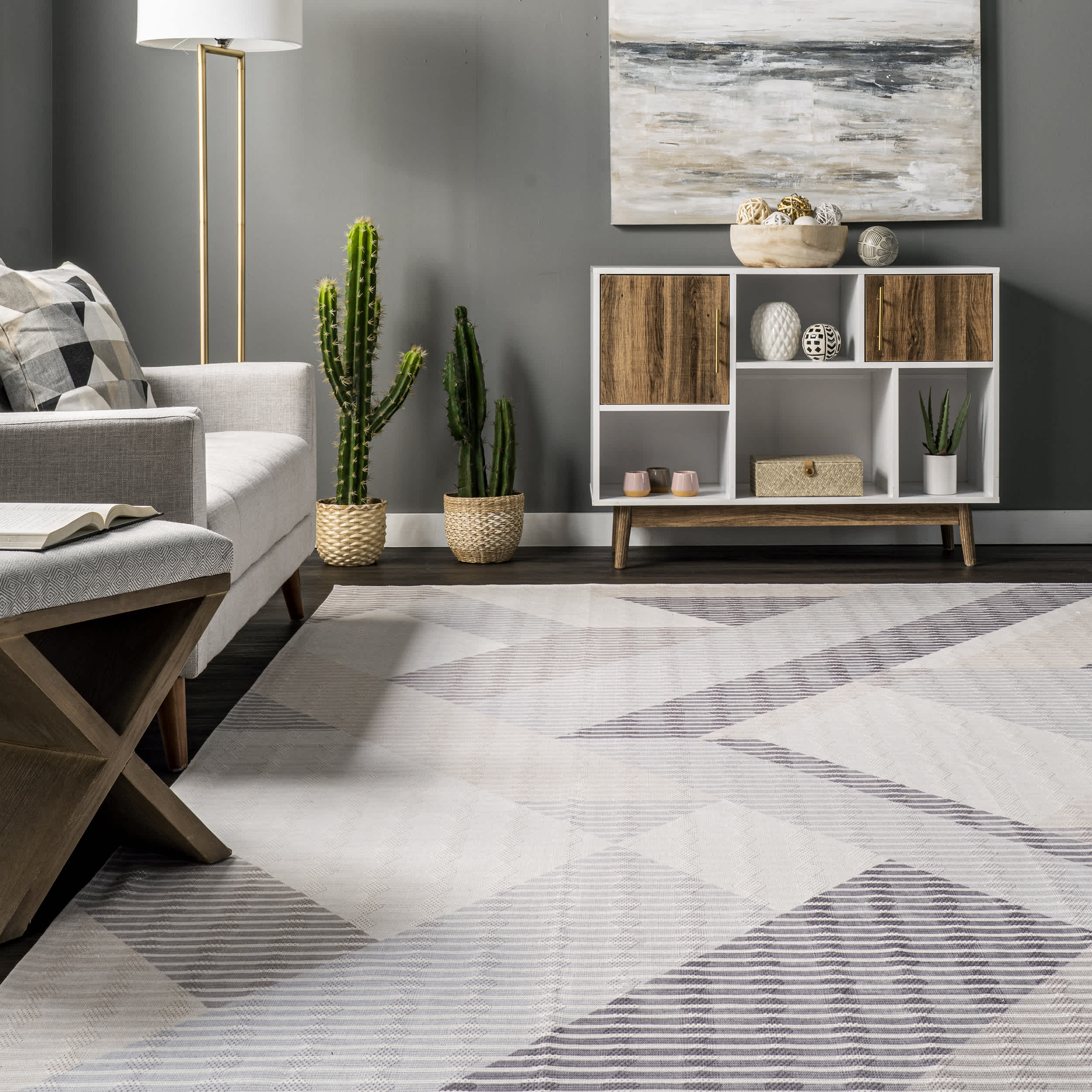 Pinstriped Abstract Washable Area Rug - Image 8