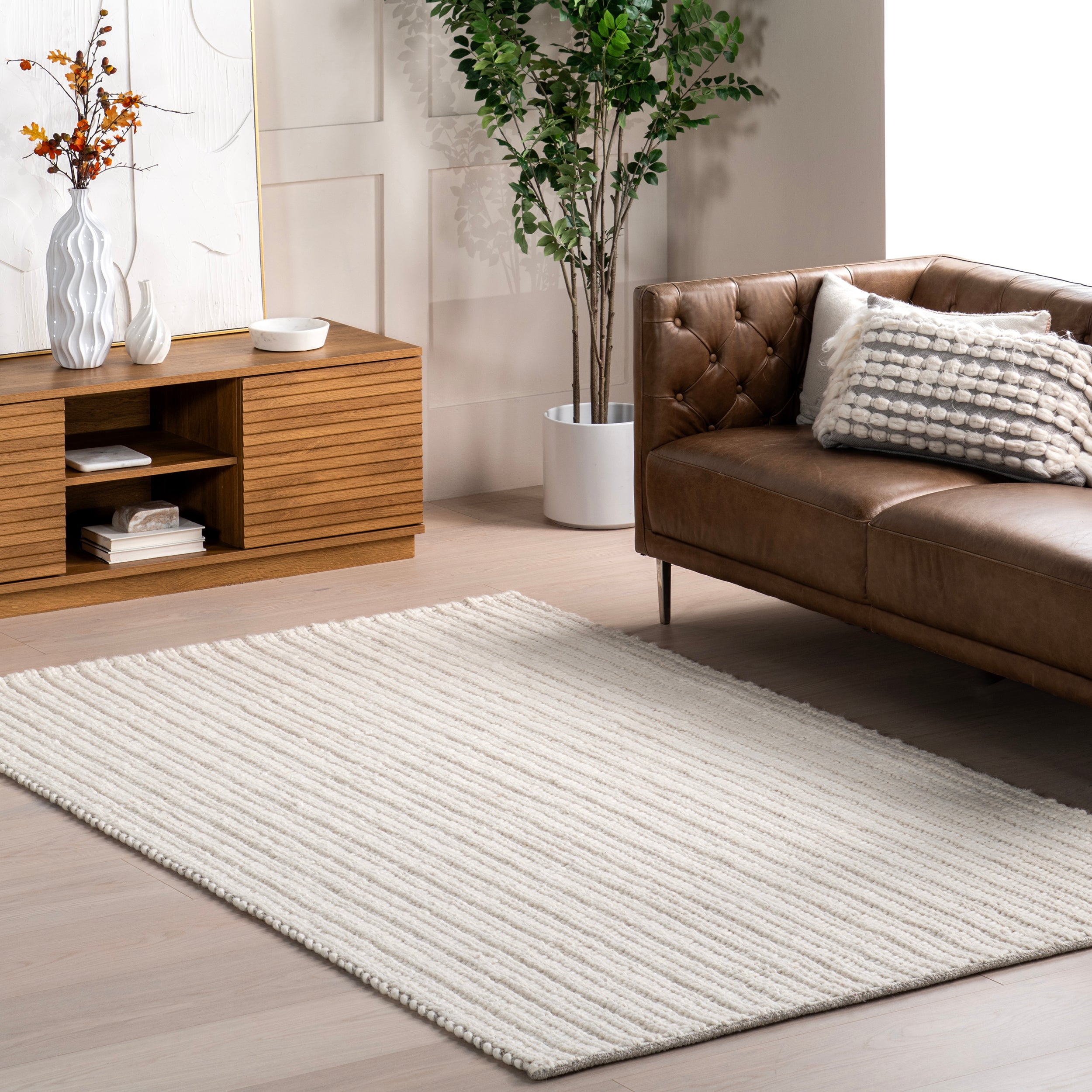 Aaleigha Casual Striped Wool Area Rug - Image 11