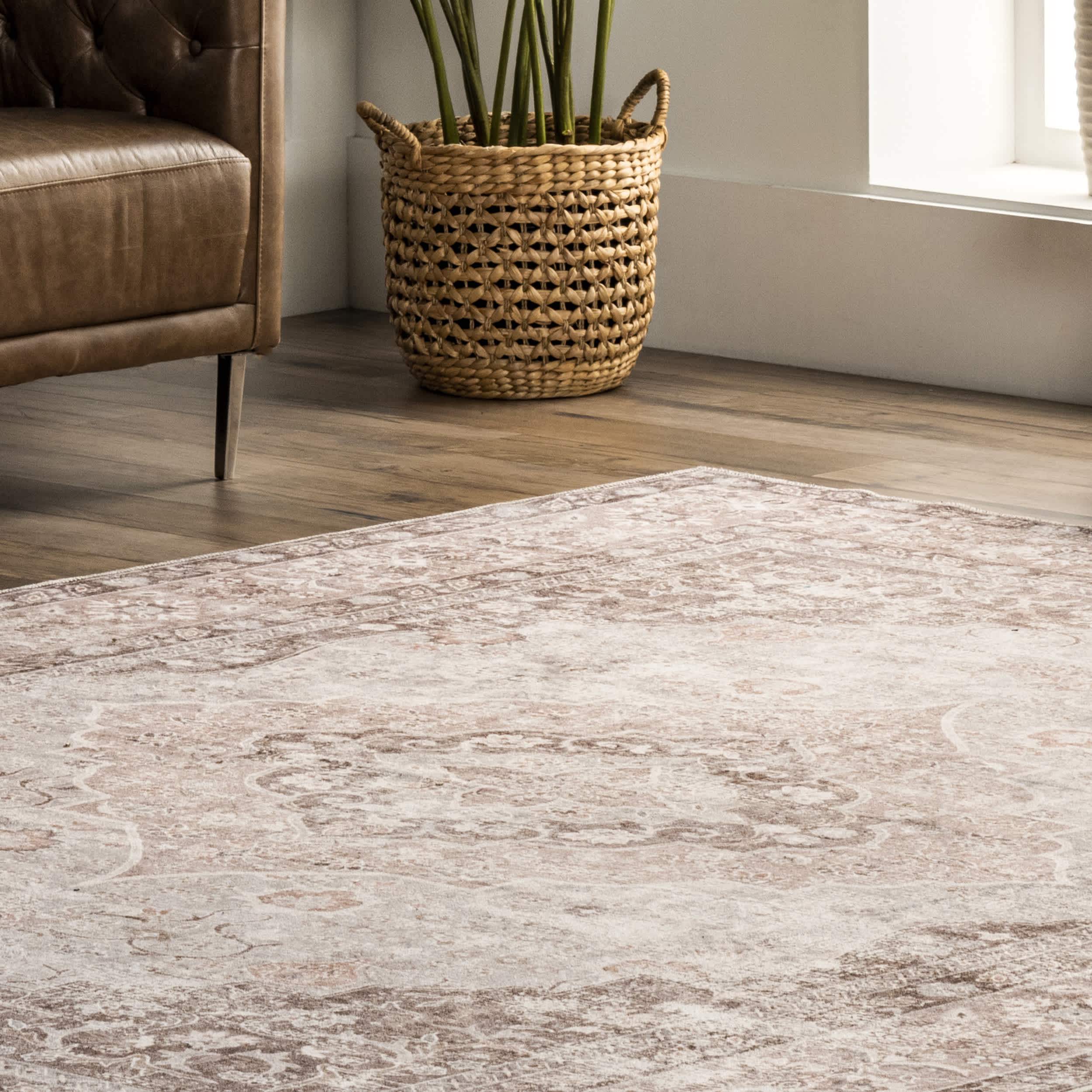 Elsa Machine Washable Floral Blossom Medallion Area Rug - Image 9