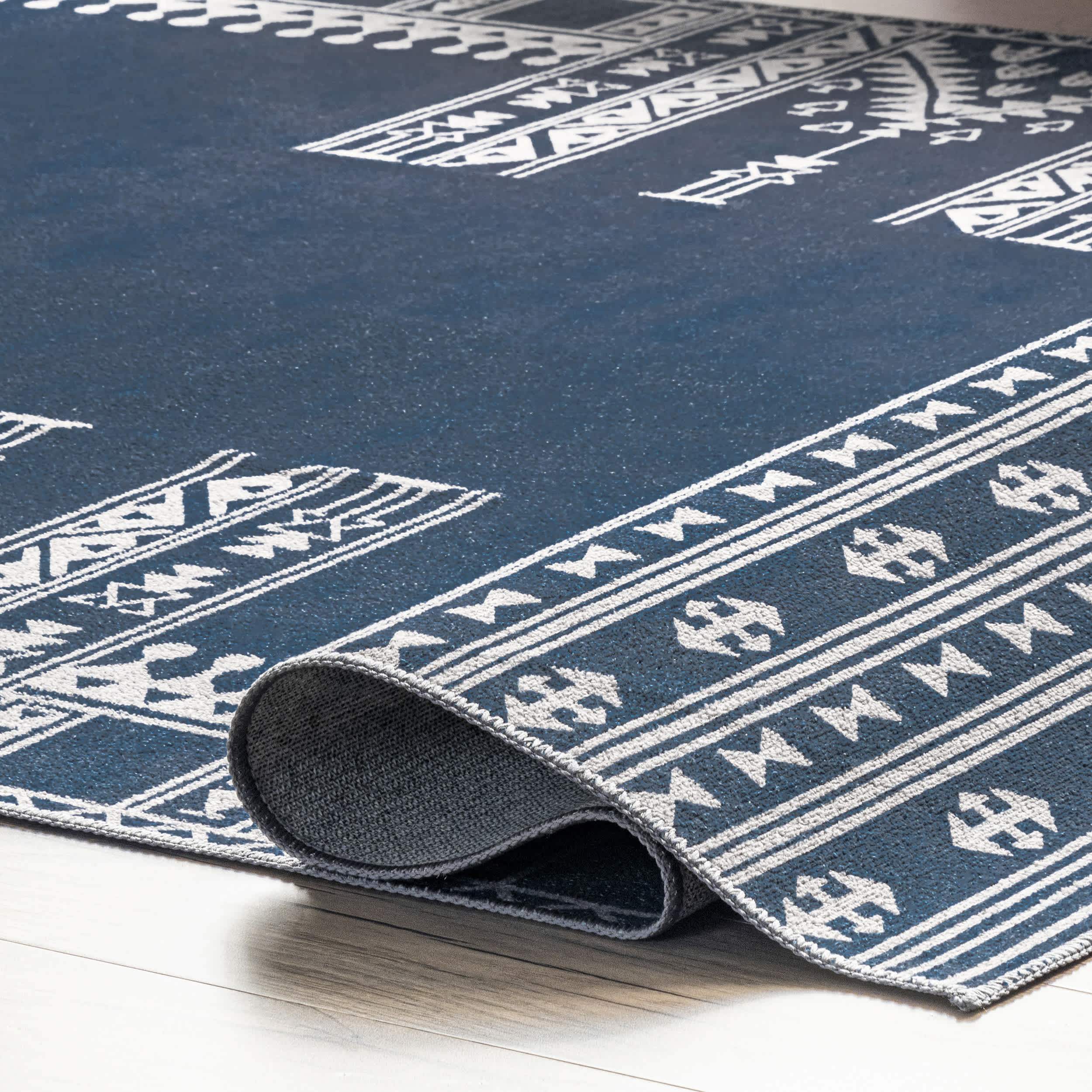 Joelle Machine Washable Tribal Geometirc Border Area Rug - Image 4