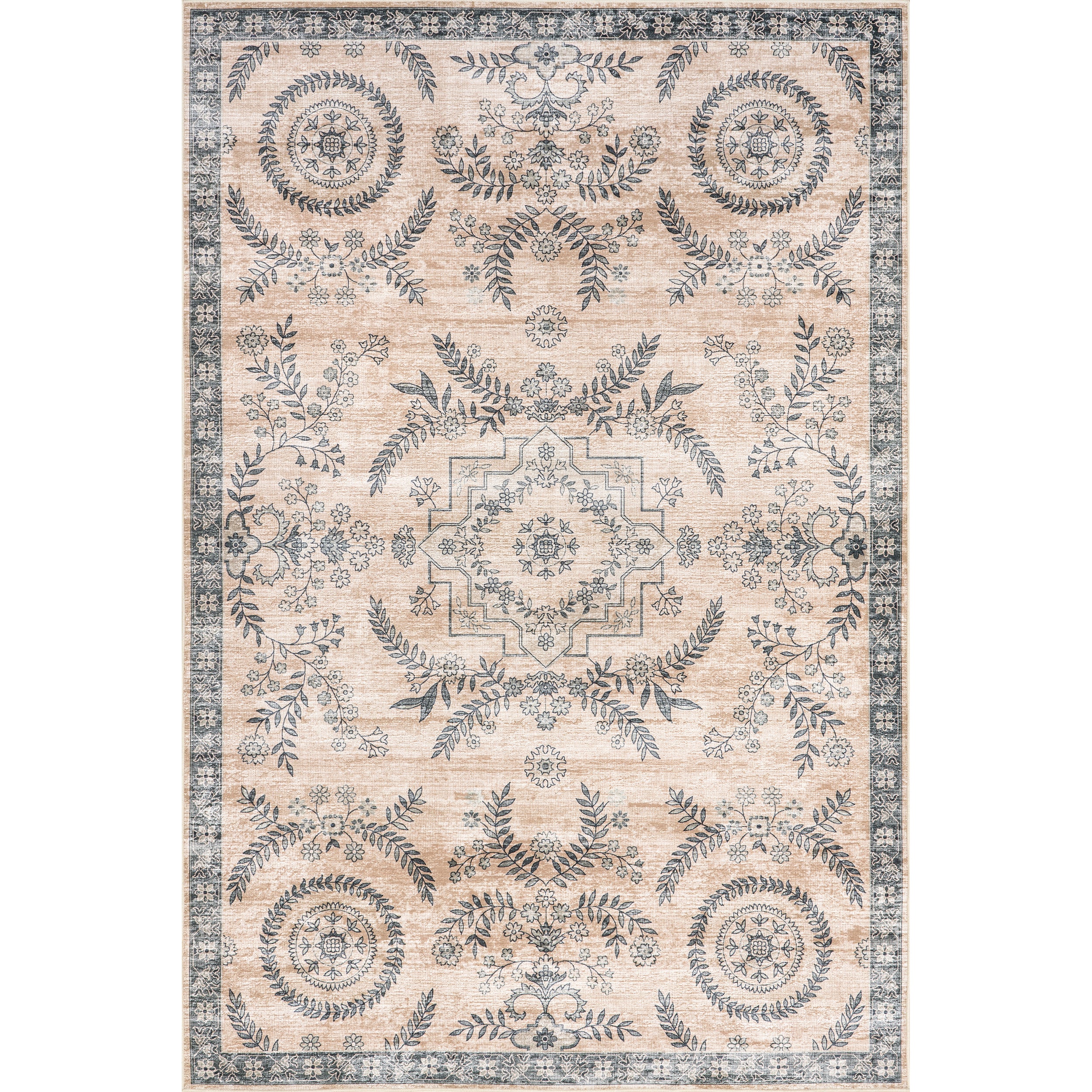Kirsi Vintage Medallions Machine Washable Area Rug - Image 10