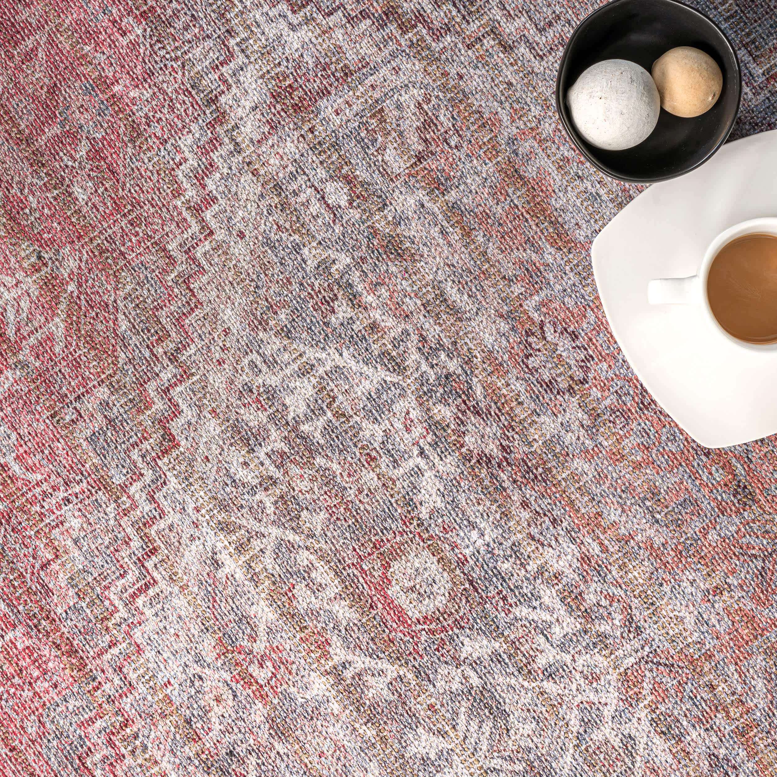 Justine Machine Washable Faded Geometric Medallion Area Rug - Image 6
