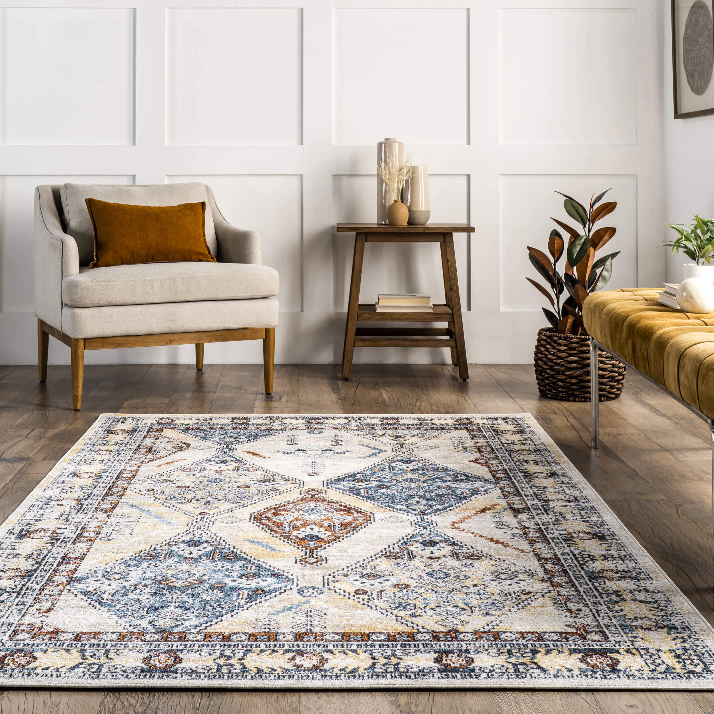 Clarabelle Machine Washable Traditional Diamonds Area Rug - Image 8