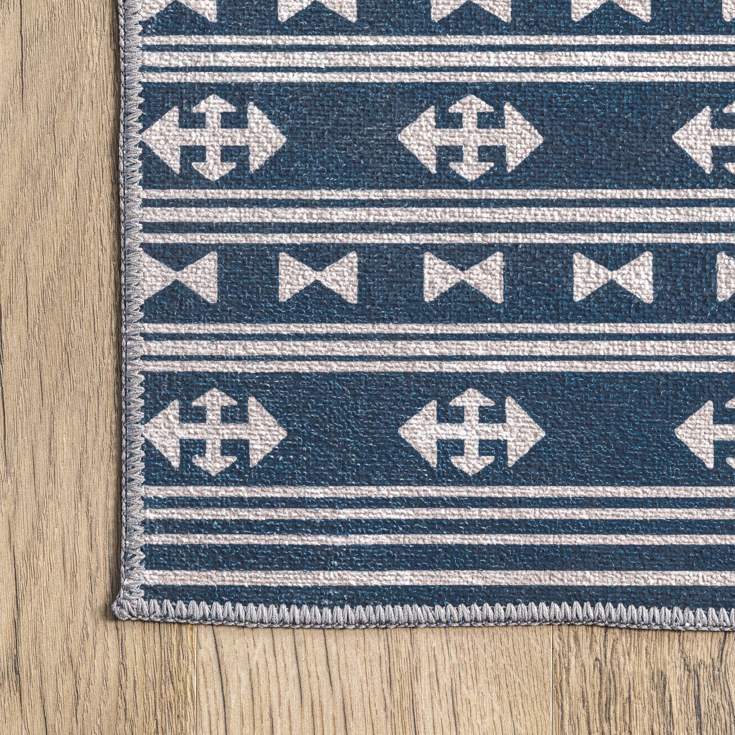 Joelle Machine Washable Tribal Geometirc Border Area Rug - Image 5