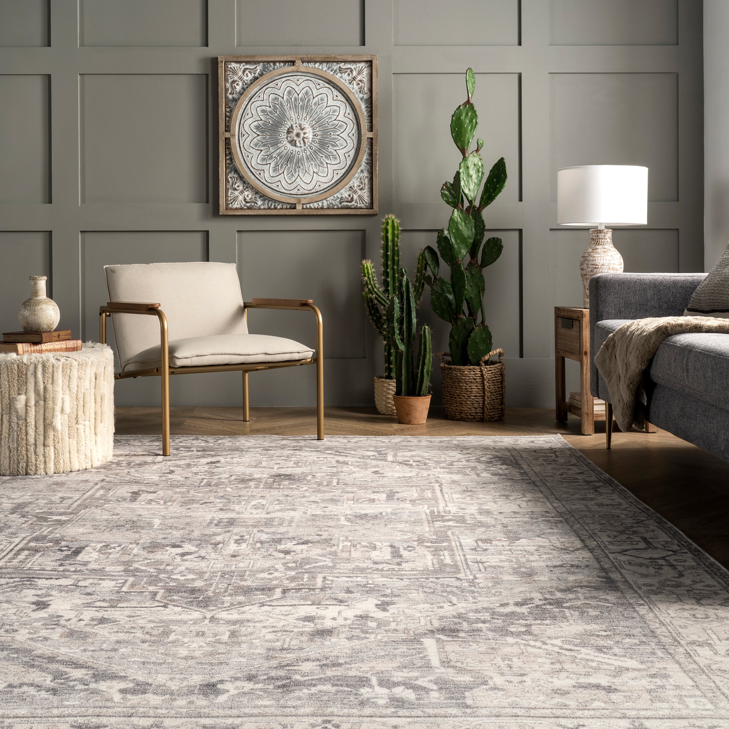 Brielle Machine Washable Vintage Medallion Area Rug - Image 8