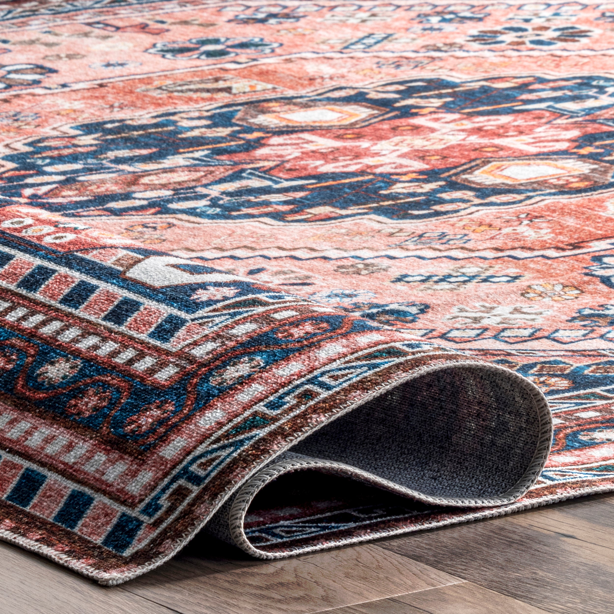 Nevaeh Machine Washable Bohemian Medallion Area Rug - Image 4