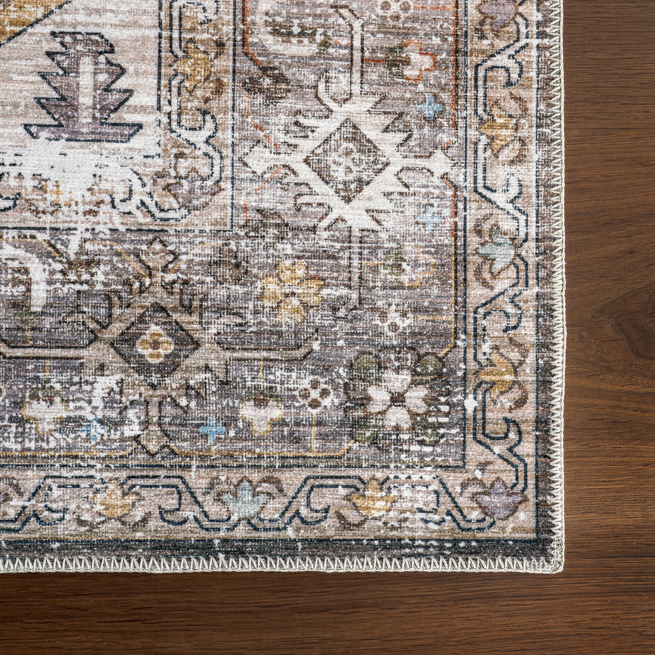 Sia SplashGuard Vintage Southwestern Machine Washable Area Rug - Image 6
