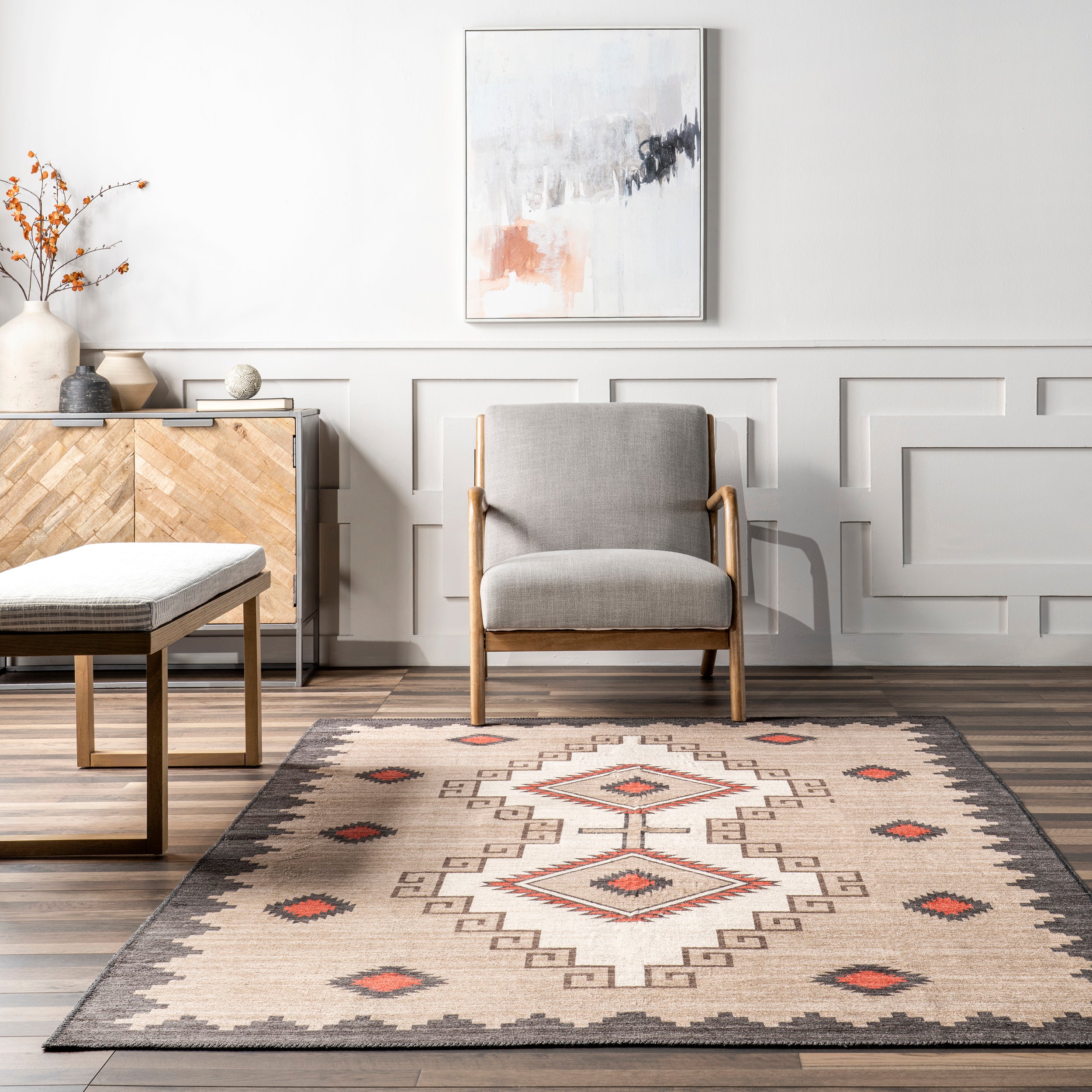 Imelda Aztec Machine Washable Area Rug - Image 26