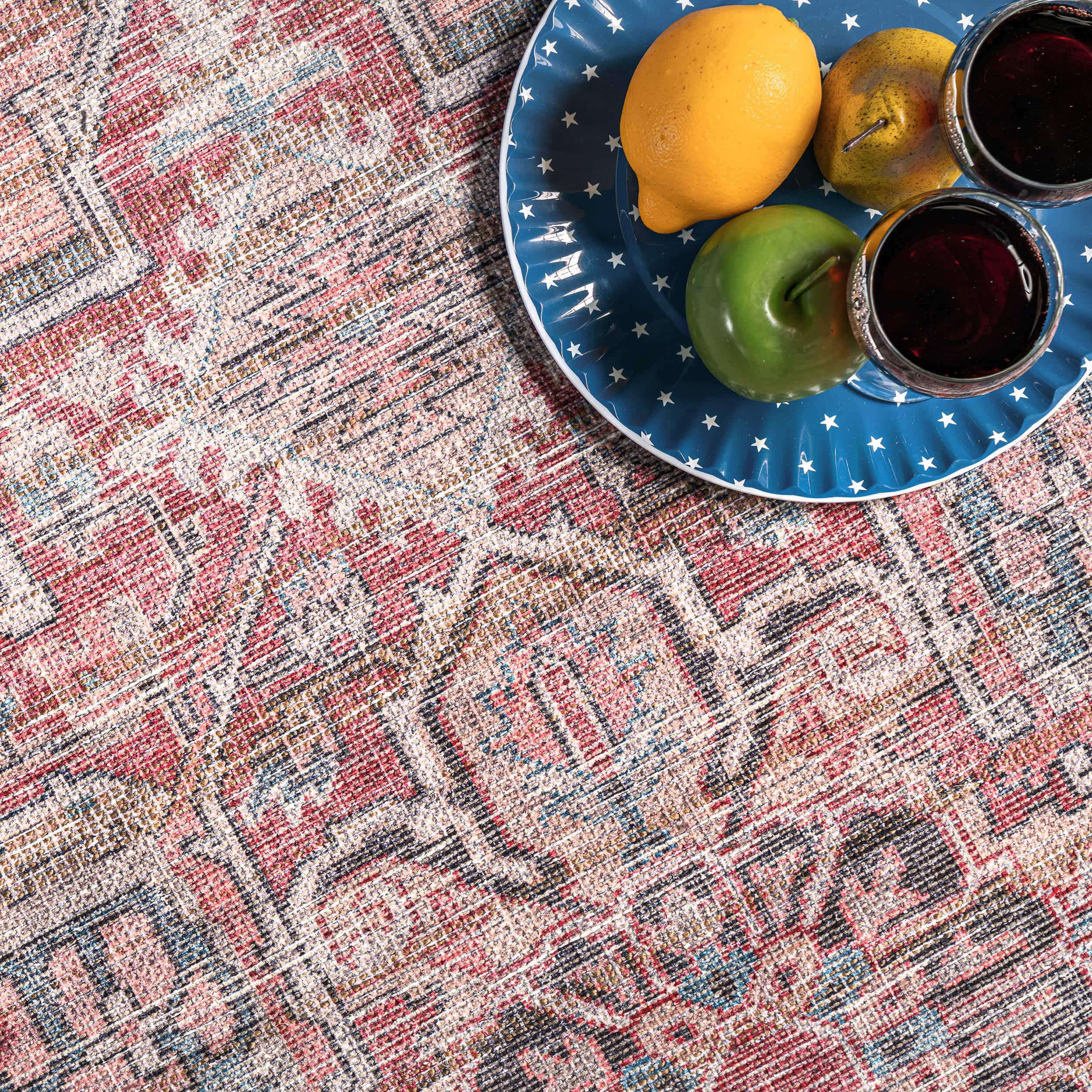 Maple Machine Washable Floral Medallion Area Rug - Image 6