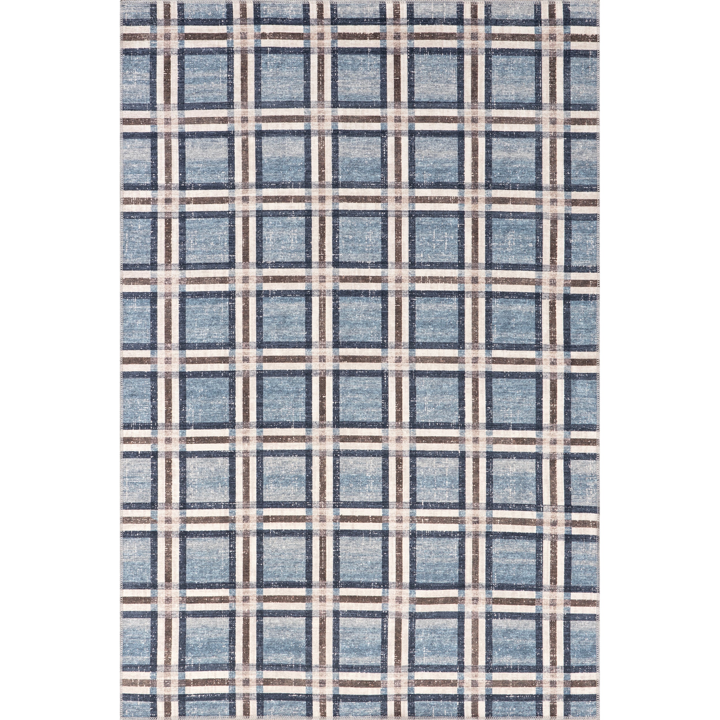 Steph Windowpane Plaid Machine Washable Area Rug