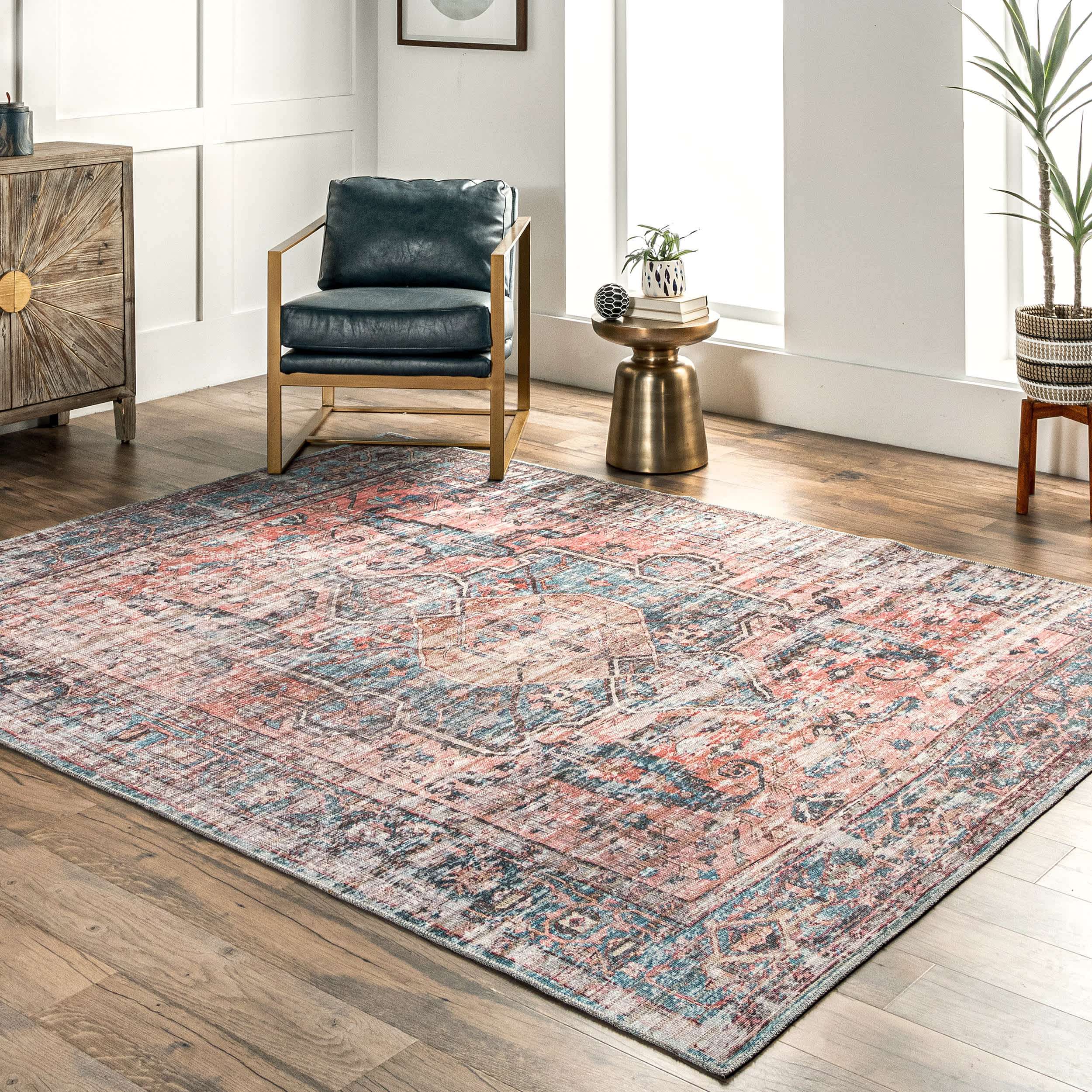 Cammy Machine Washable Faded Vintage Medallion Area Rug - Image 9