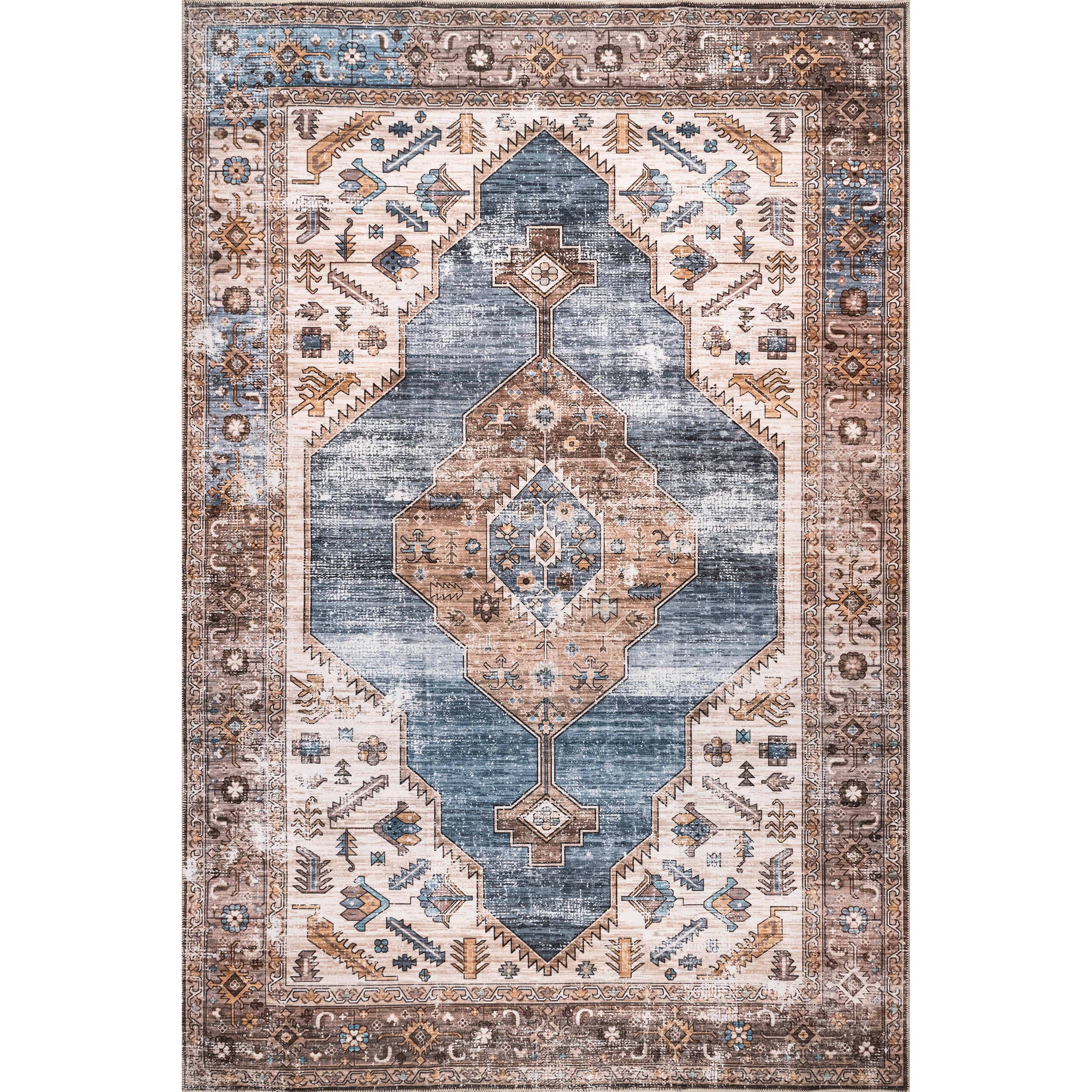 Gracie Distressed Medallion Machine Washable Area Rug - Image 14